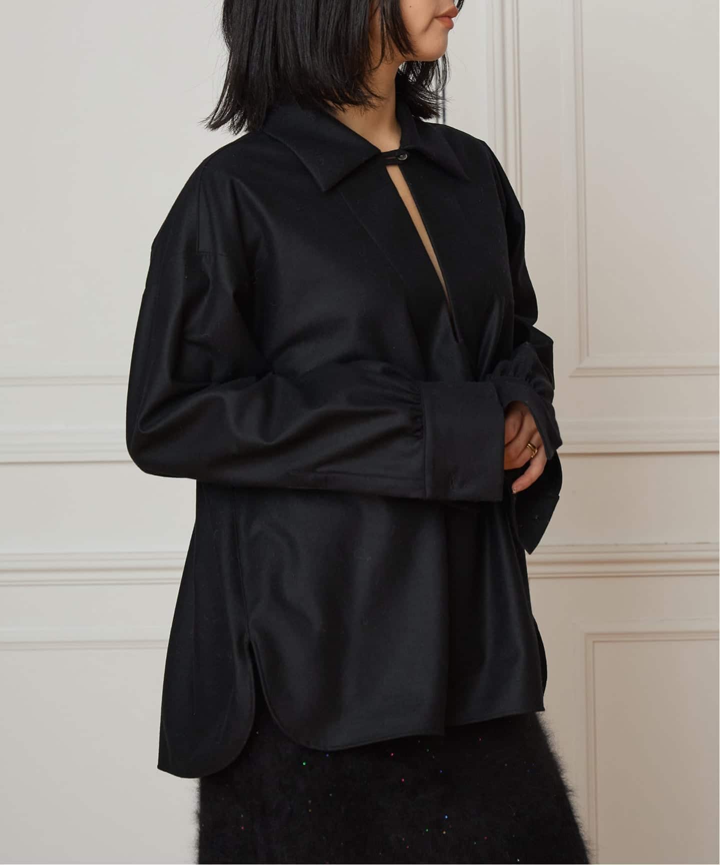 IENA LA BOUCLE ウールジャージスキッパーシャツ（シャツ／ブラウス