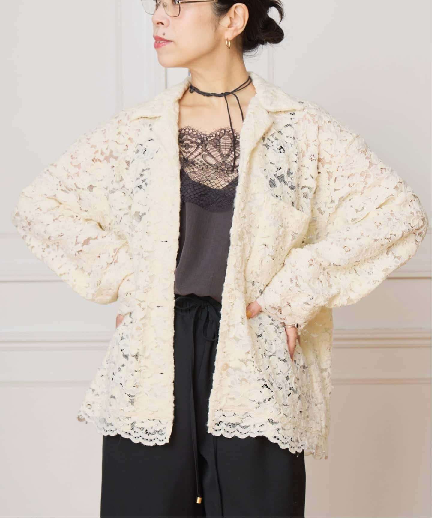 IENA LA BOUCLE レースオンエンブロイダリーシャツ（シャツ