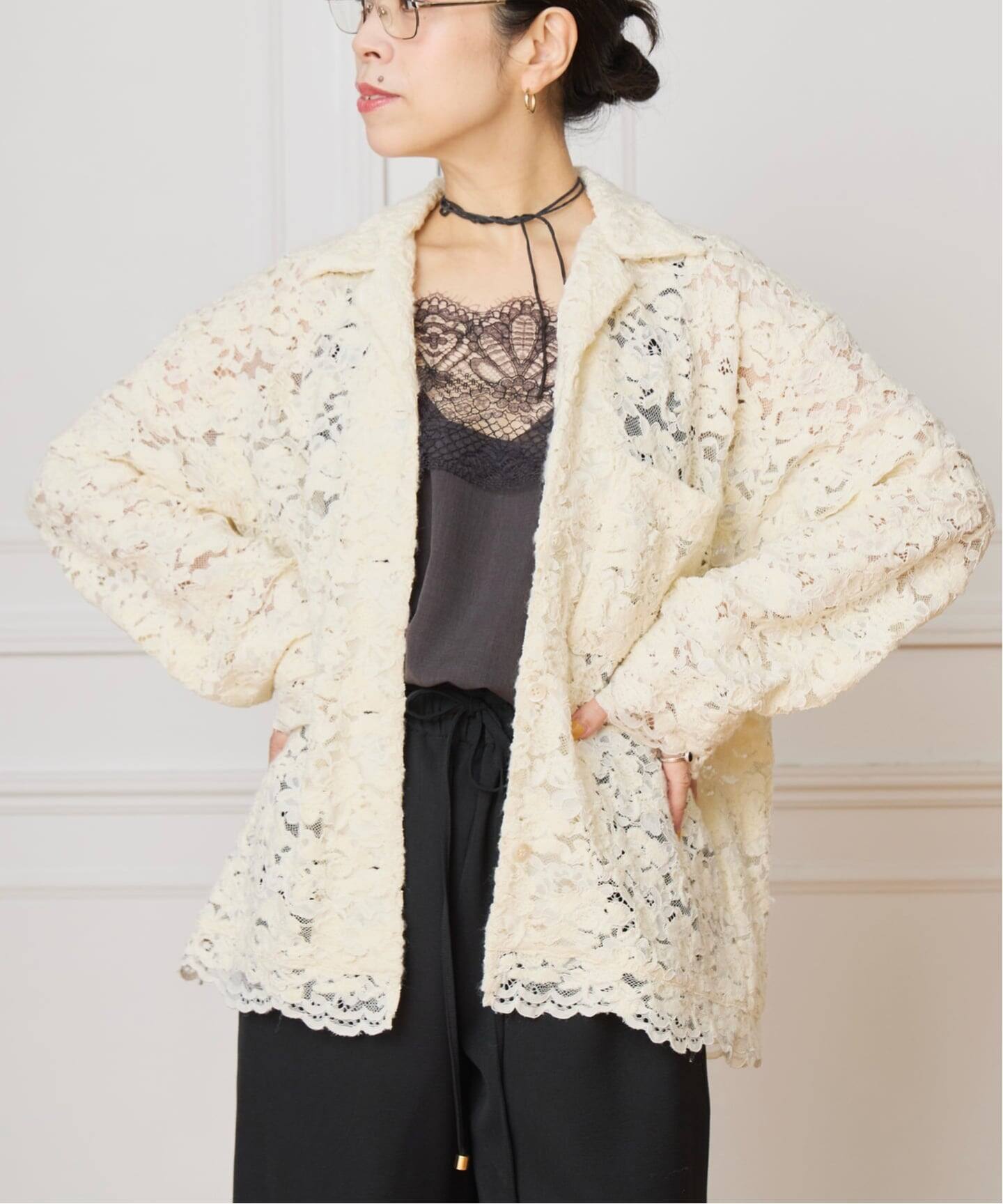 IENA LA BOUCLE レースオンエンブロイダリーシャツ（シャツ／ブラウス 