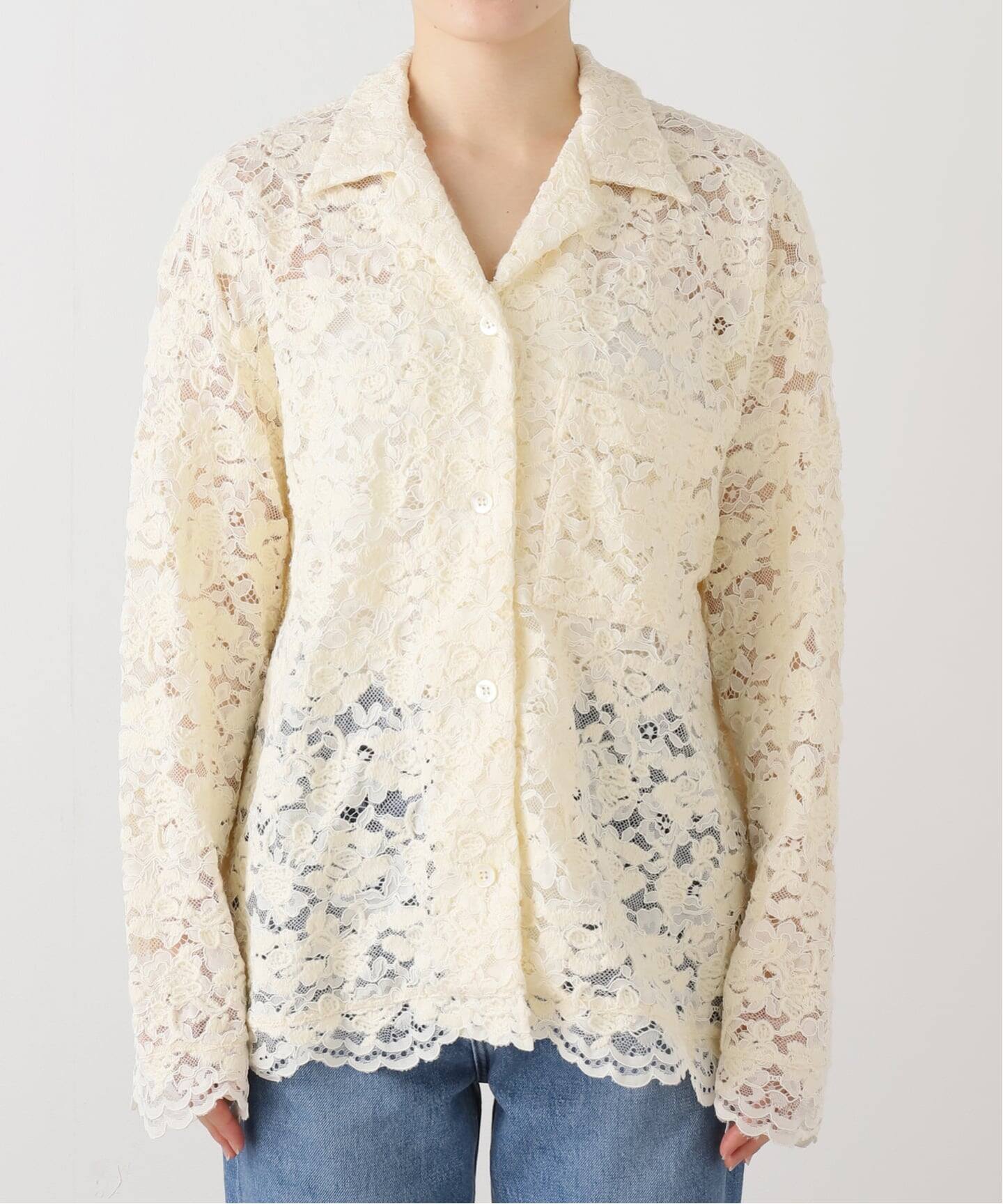 IENA イエナ フラワーレースシャツ ナチュラル 今季美品 イエナ IENA 《予約》フラワーレースシャツ （ナチュラル