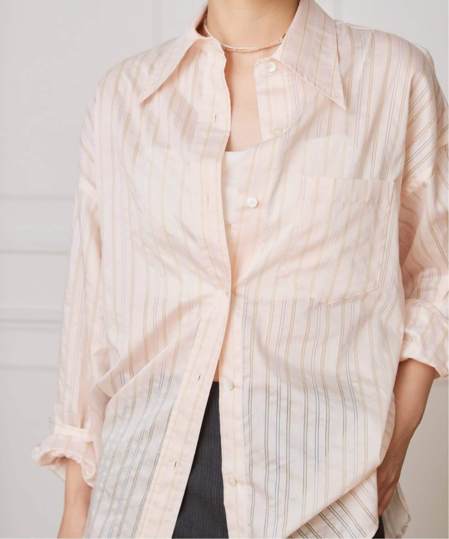 IENA LA BOUCLE ストライプシャツ IENA LA BOUCLE シアーストライプシャツ（シャツ／ブラウス）｜IENA