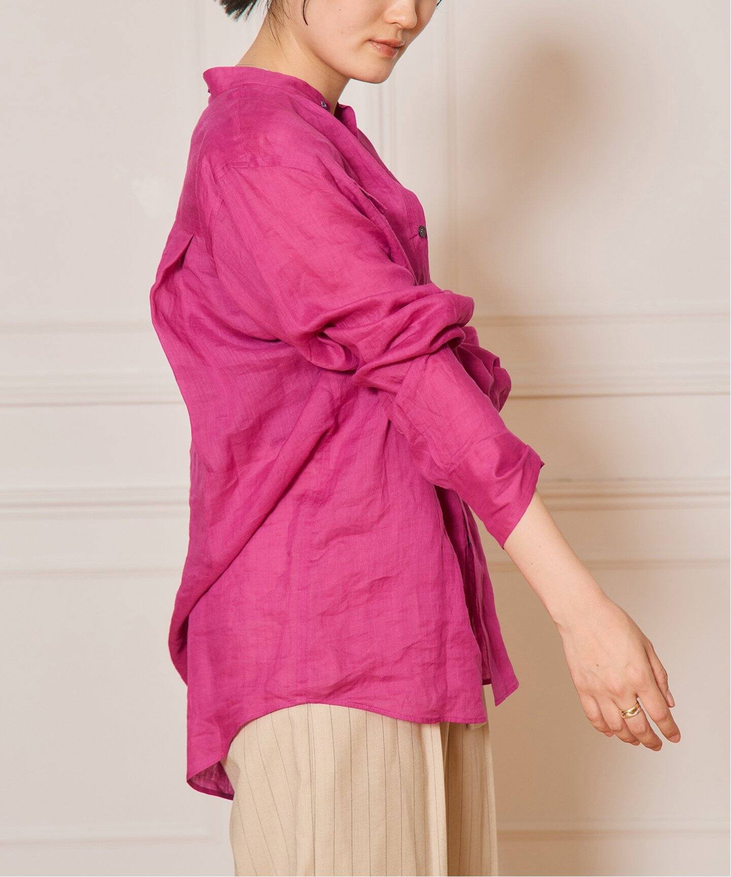 25SS IENA イエナ ラミーバンドカラーシャツ ピンク 38 イエナ IENA ラミーバンドカラーシャツ （ピンク