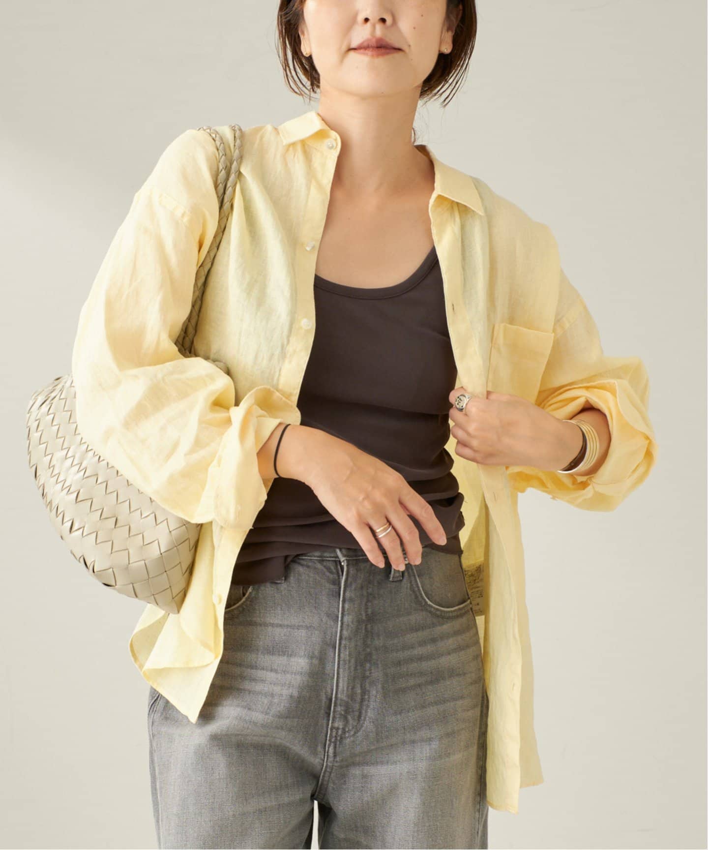 Plage ブルー　【定番】Linen オーバーサイズシャツ オーバーサイズコットンシャツ | ファッション通販サイト NUGU