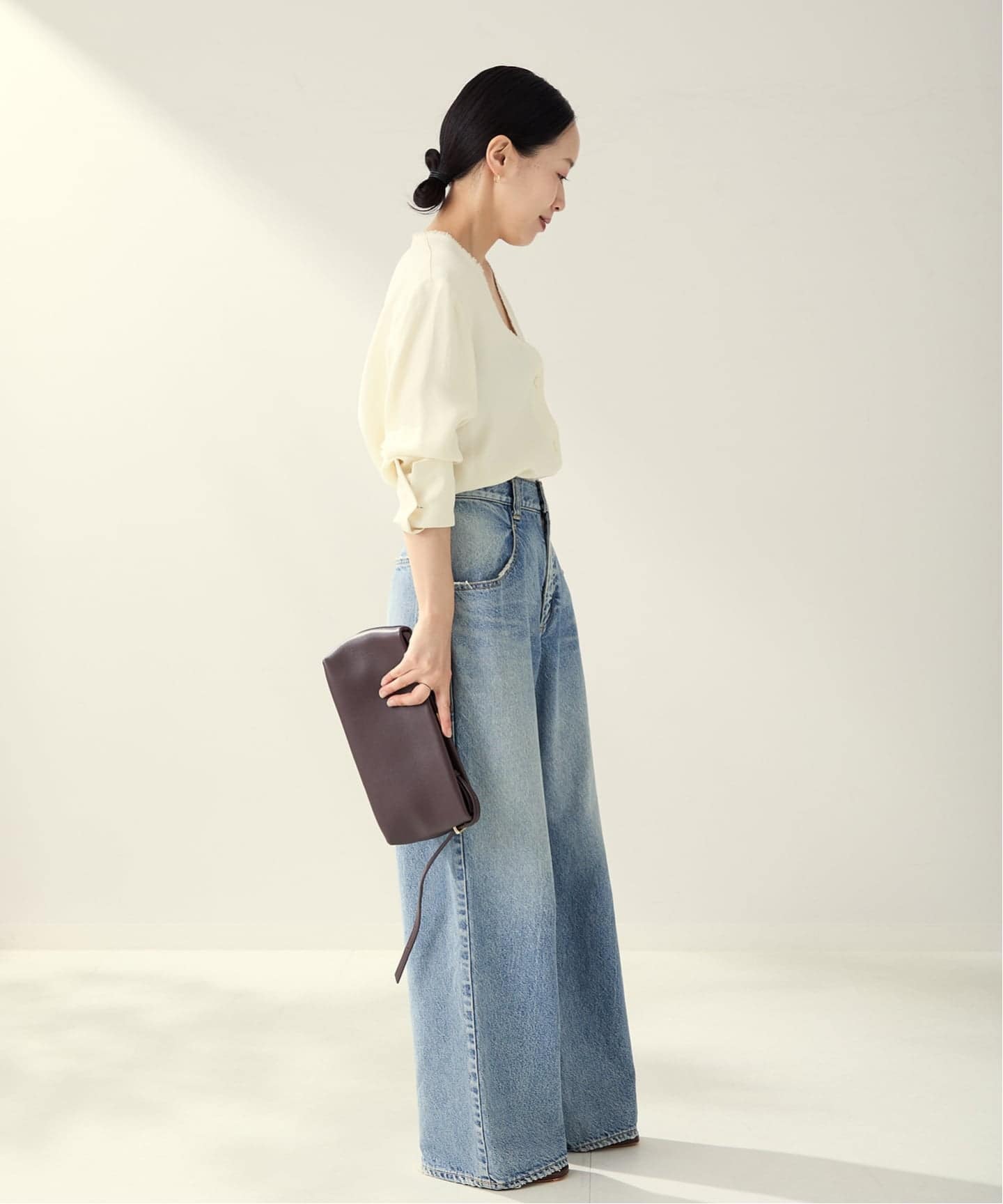 プラージュ　R’IAM ノーカラーシャツ　ホワイト シャツ plage R'IAM ノーカラーシャツ