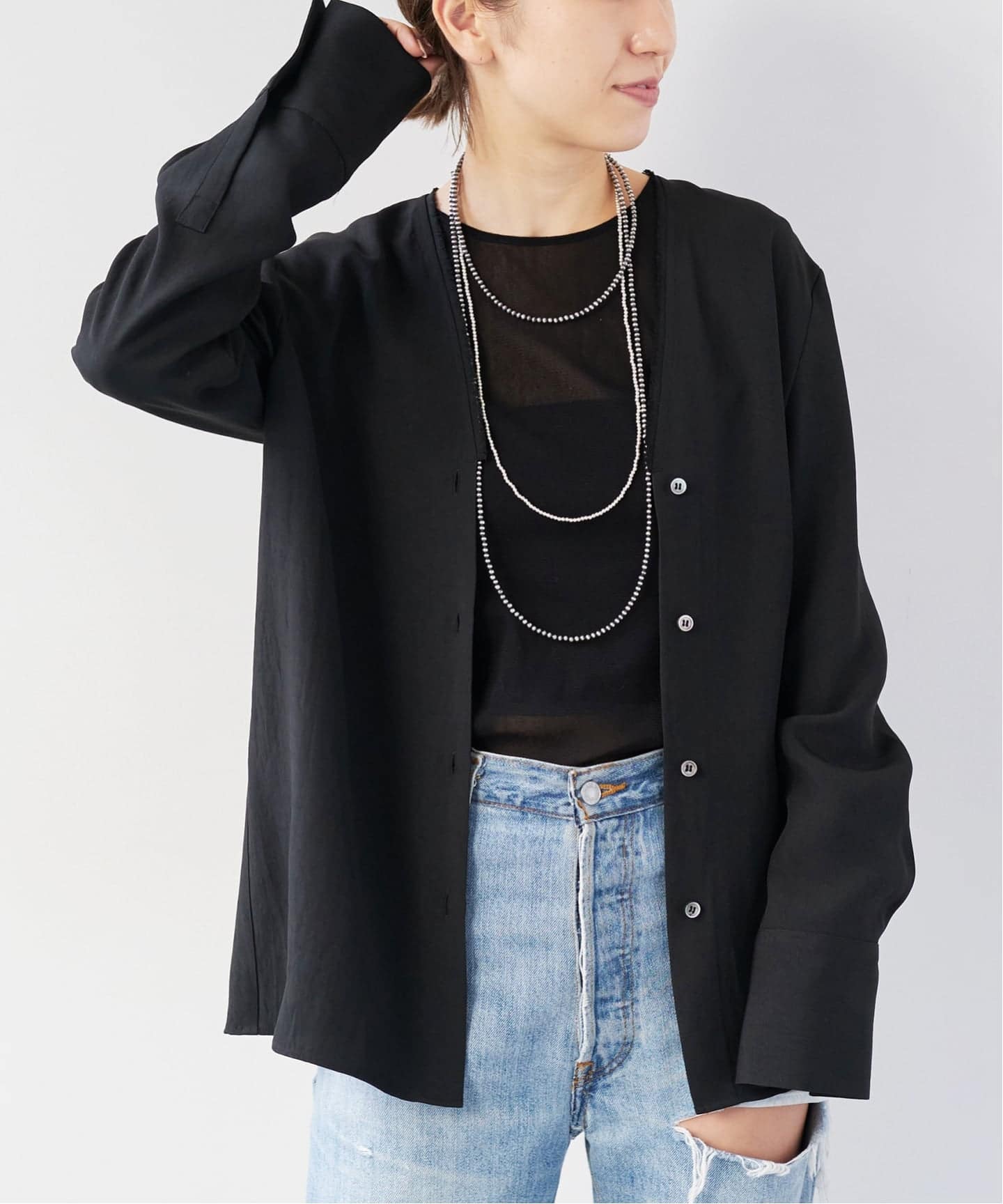 Plage　R’IAM ノーカラー シャツ　プラージュ　長袖ブラウス 追加予約》R'IAM ノーカラーシャツ（シャツ／ブラウス）｜Plage