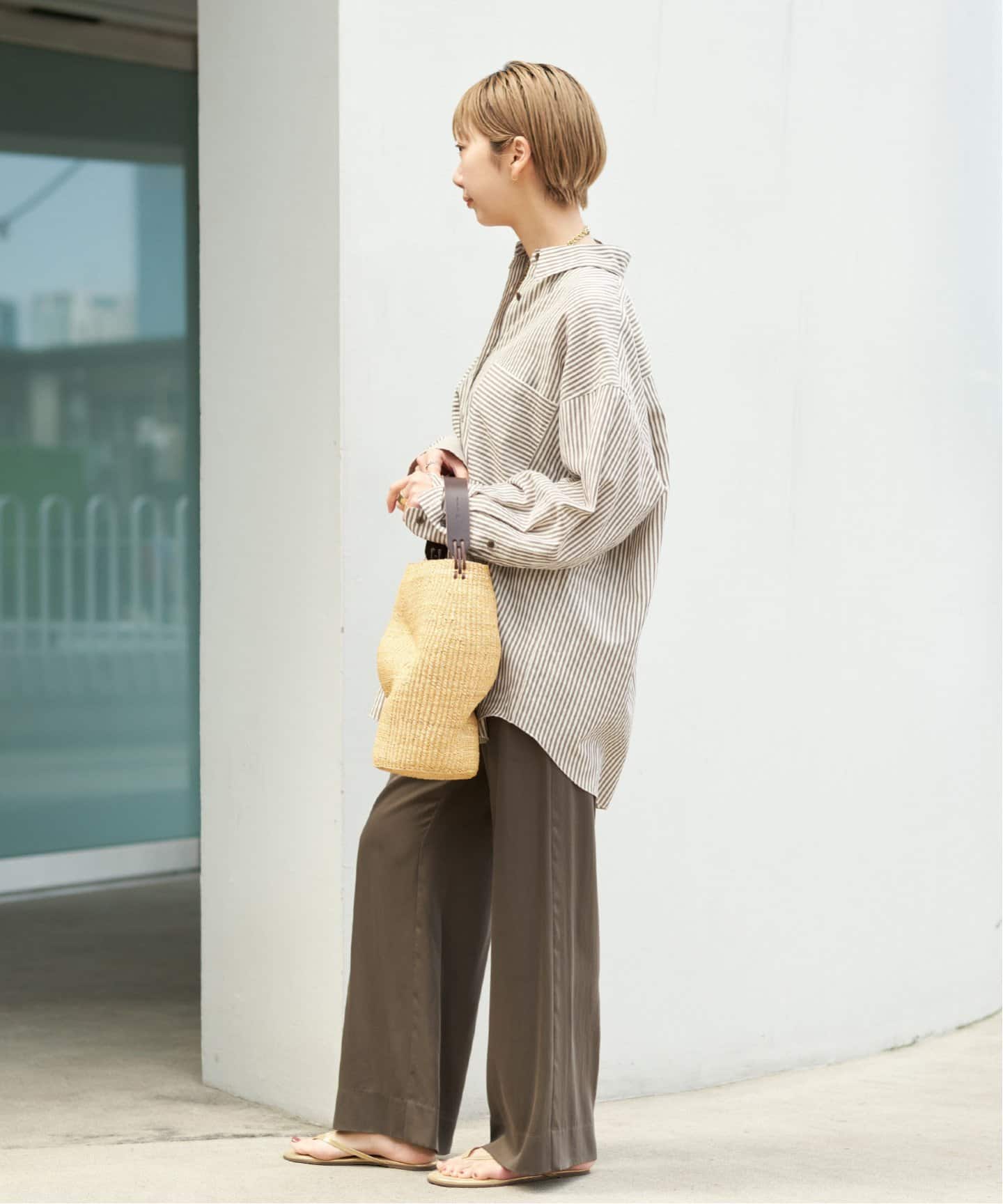 プラージュ 25SS natural slub tunic シャツ 長袖 白 natural slub tunic シャツ（シャツ／ブラウス）｜Plage（プラージュ