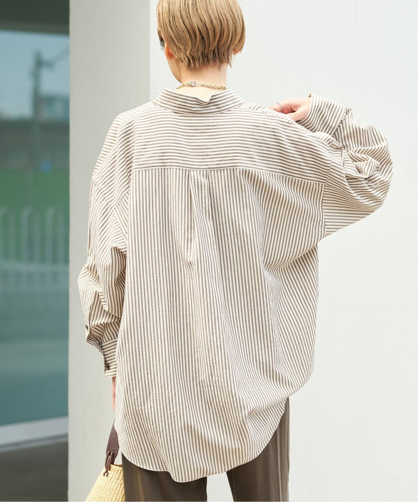 ★Plage★新品★プラージュ ストライプリネンシャツ オーバーサイズ 5stripe adjust シャツ（シャツ/ブラウス）｜Plage（プラージュ）の