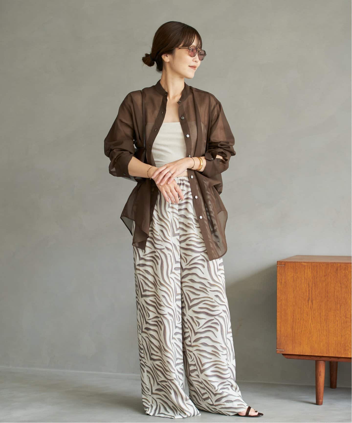 plage プラージュ　オーガンジーロングシャツ　カーキ plage（プラージュ）の「《追加》Soft Oxford Long シャツ（シャツ