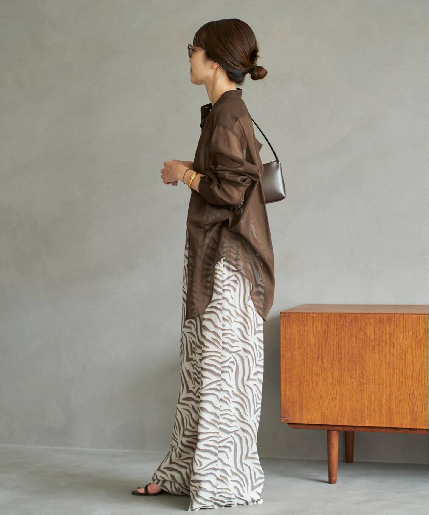 Plage organdy sheer シャツ ブラウン organdy sheer シャツ（シャツ
