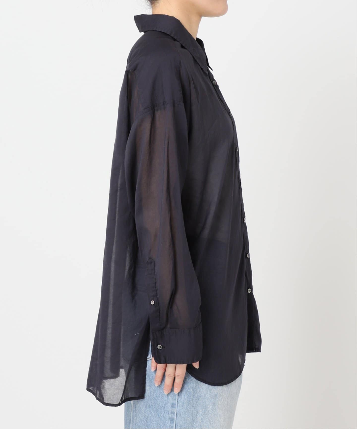 plage プラージュ fluffy sheerシャツ ネイビー プラージュ Plage fluffy sheer シャツ （ネイビー