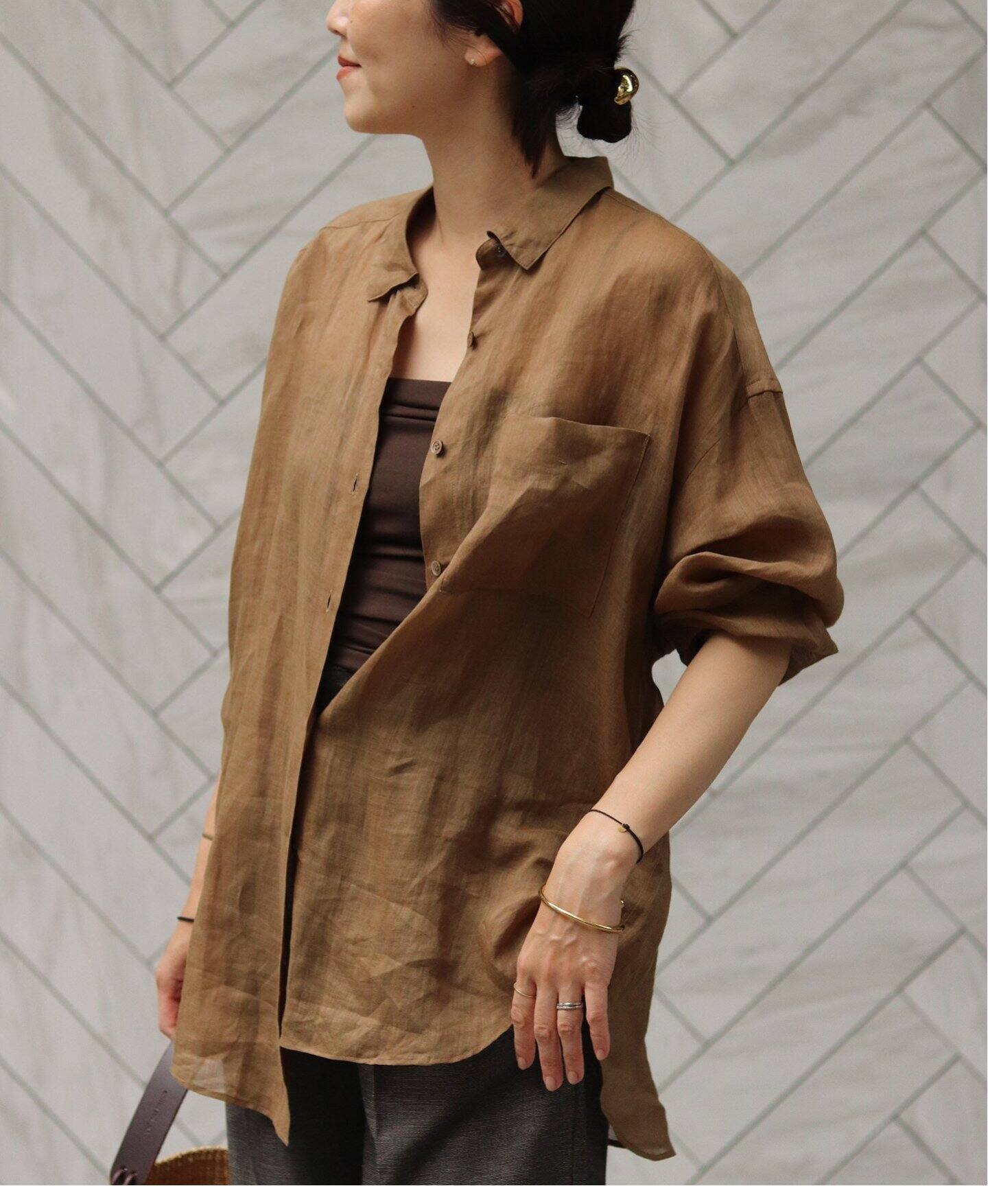 美品◯プラージュ 製品加工 Ramie シャツ ラミーシャツ ホワイト
