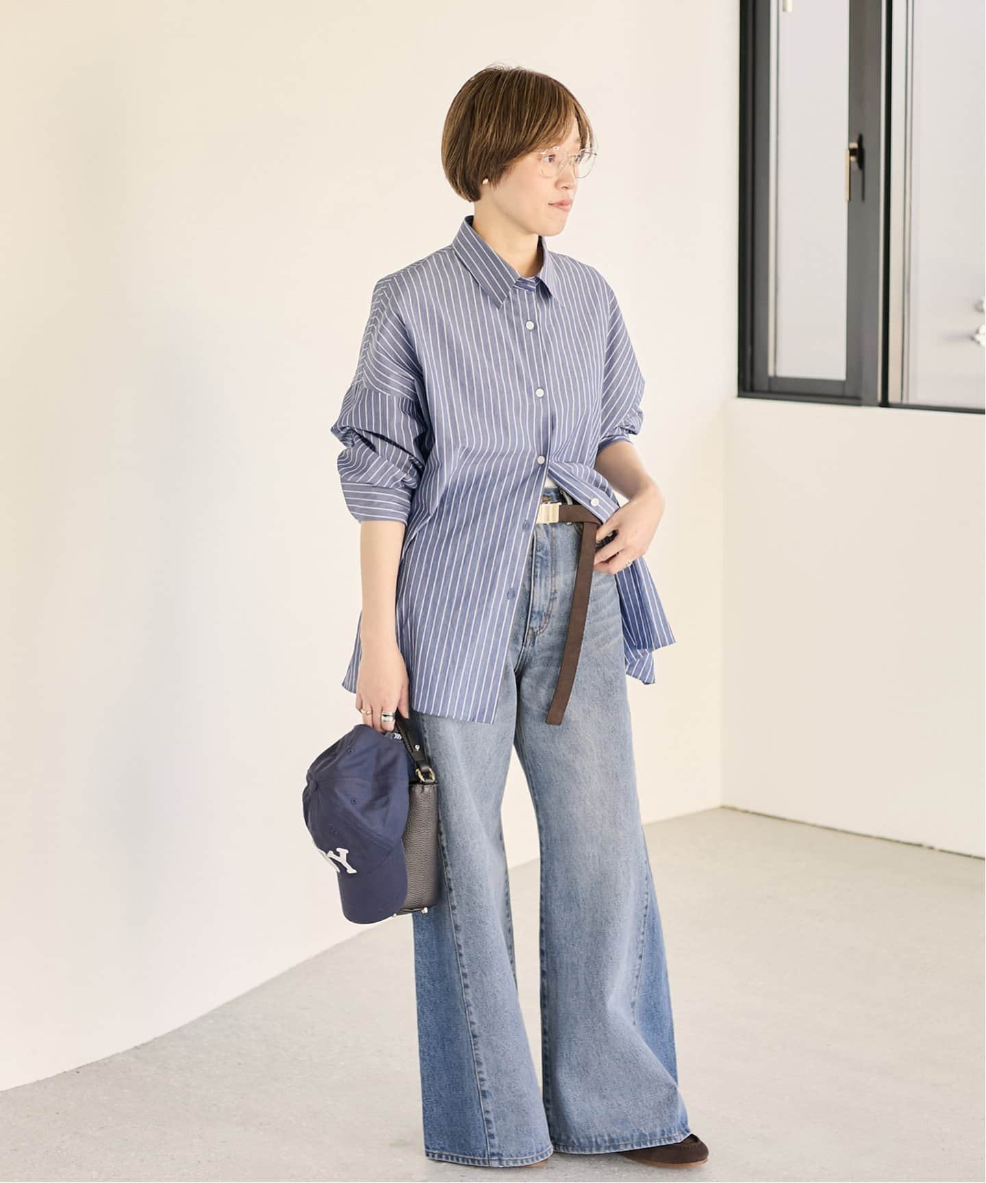 美品♪プラージュ minimal stripe シャツ　ストライプシ　ゆったり 美品♪プラージュ minimal stripe シャツストライプシゆったり