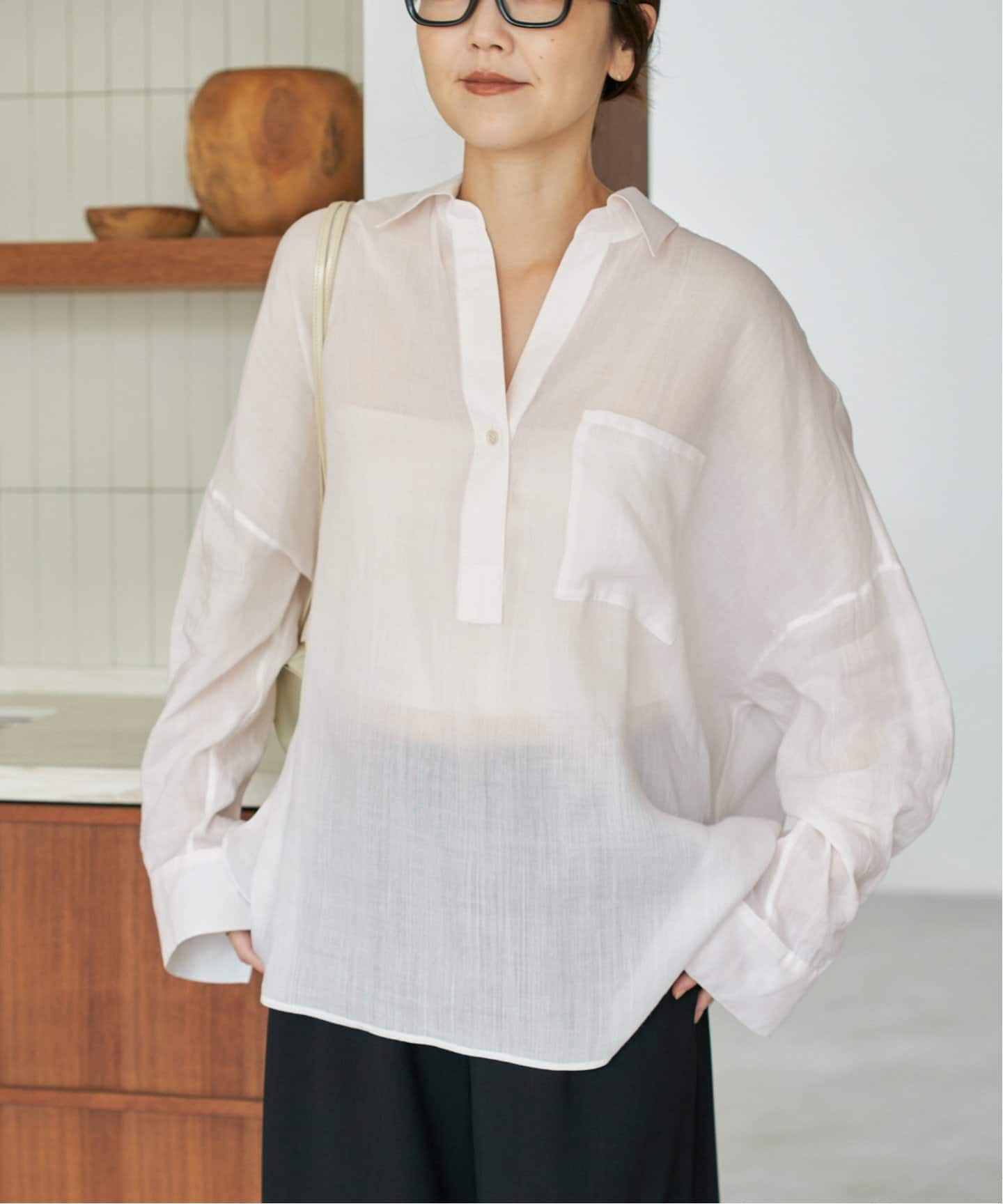 【Plage】RAMIE LYOCELL CROPPED シャツ ブラウン 追加予約》RAMIE LYOCELL CROPPED シャツ 2（シャツ／ブラウス