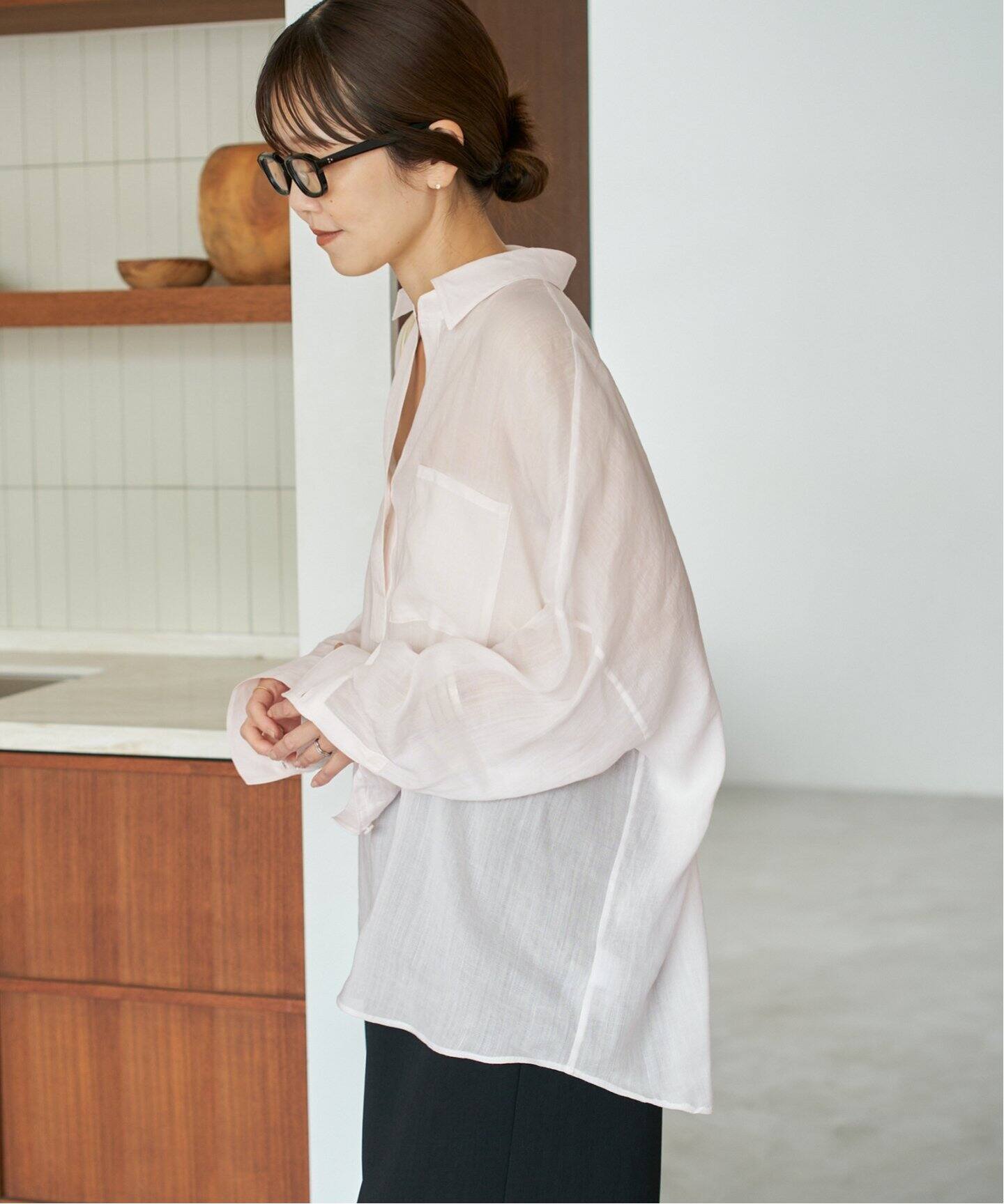 【美品】Plage プラージュ RAMIE LYOCELL シャツ クロップド白 プラージュ Plage 《予約》RAMIE LYOCELL CROPPED シャツ