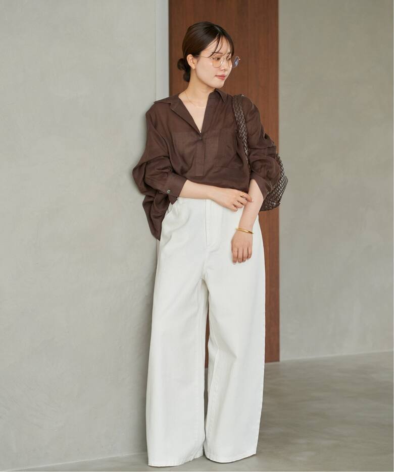 24SS プラージュ ラミー リヨセル ワイドシャツ ベージュ フリー 長袖 