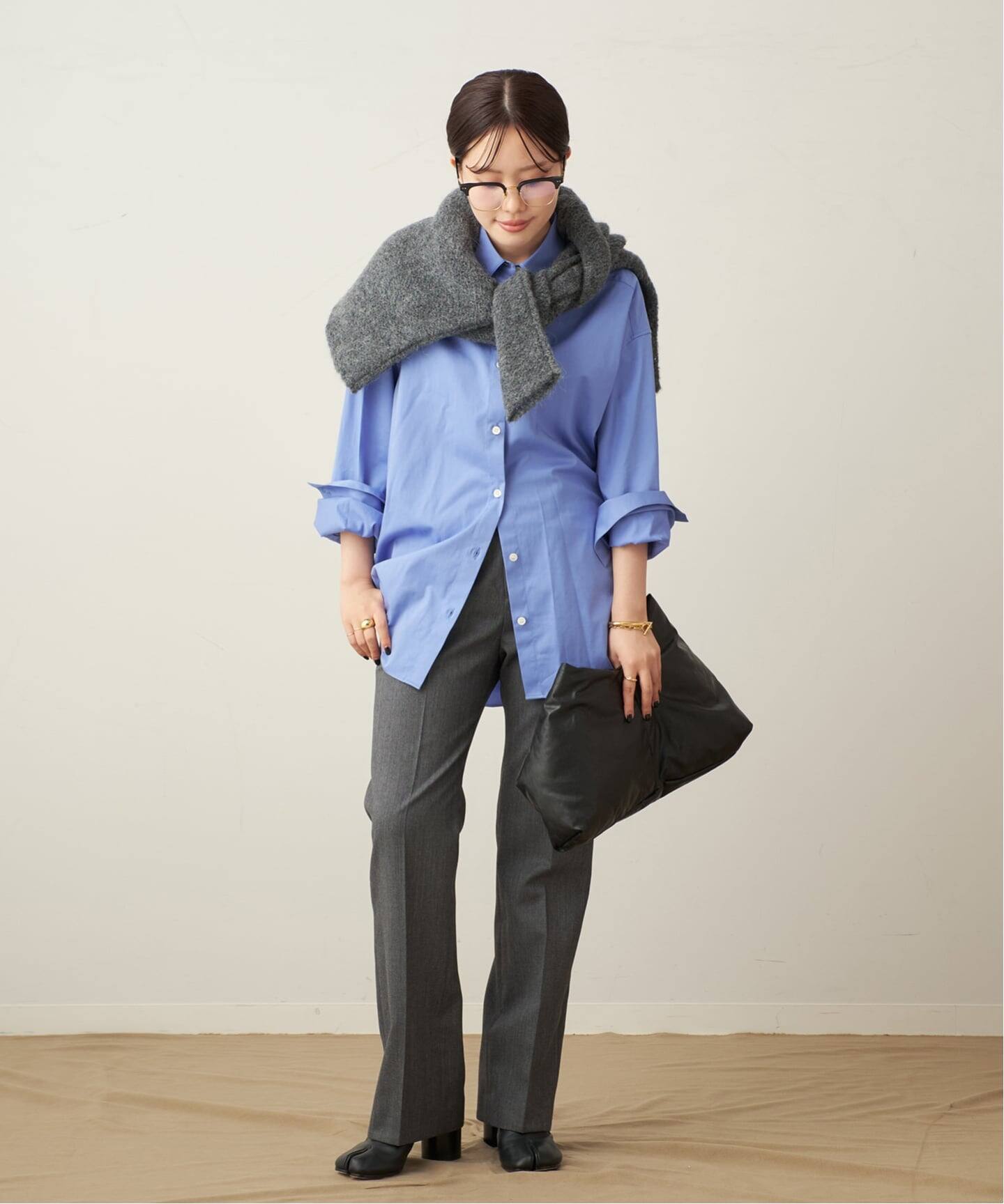 plage！新品！サックスブルー 長袖シャツ M PEACH COTTON シャツ（シャツ／ブラウス）｜Plage（プラージュ）の通販