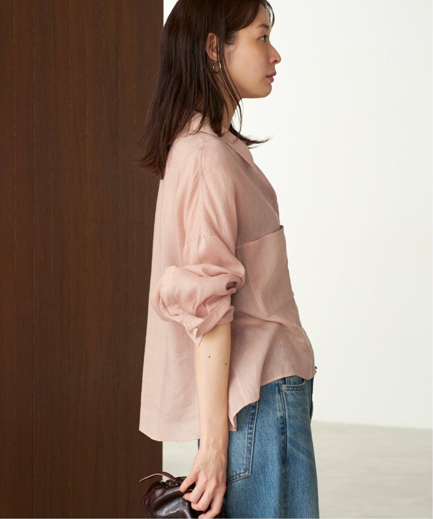 RAMIE LYOCELL CROPPED シャツ 　ピンク Plage RAMIE LYOCELL CROPPED シャツ ピンク - メルカリ