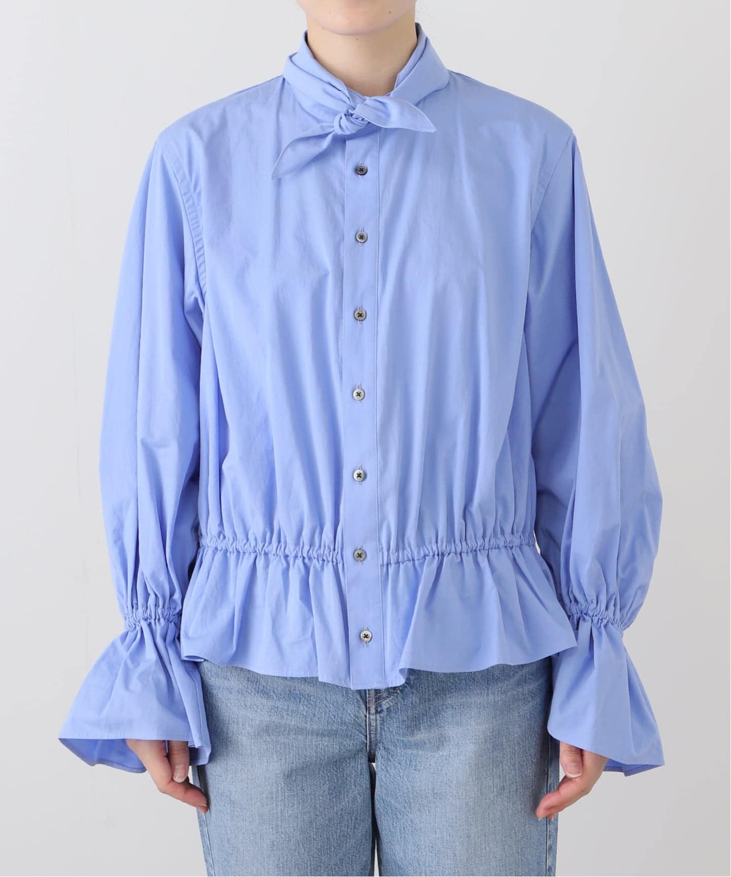 JANE SMITH / ジェーンスミス WASHED COTTON BROAD BOW TIE ブラウス