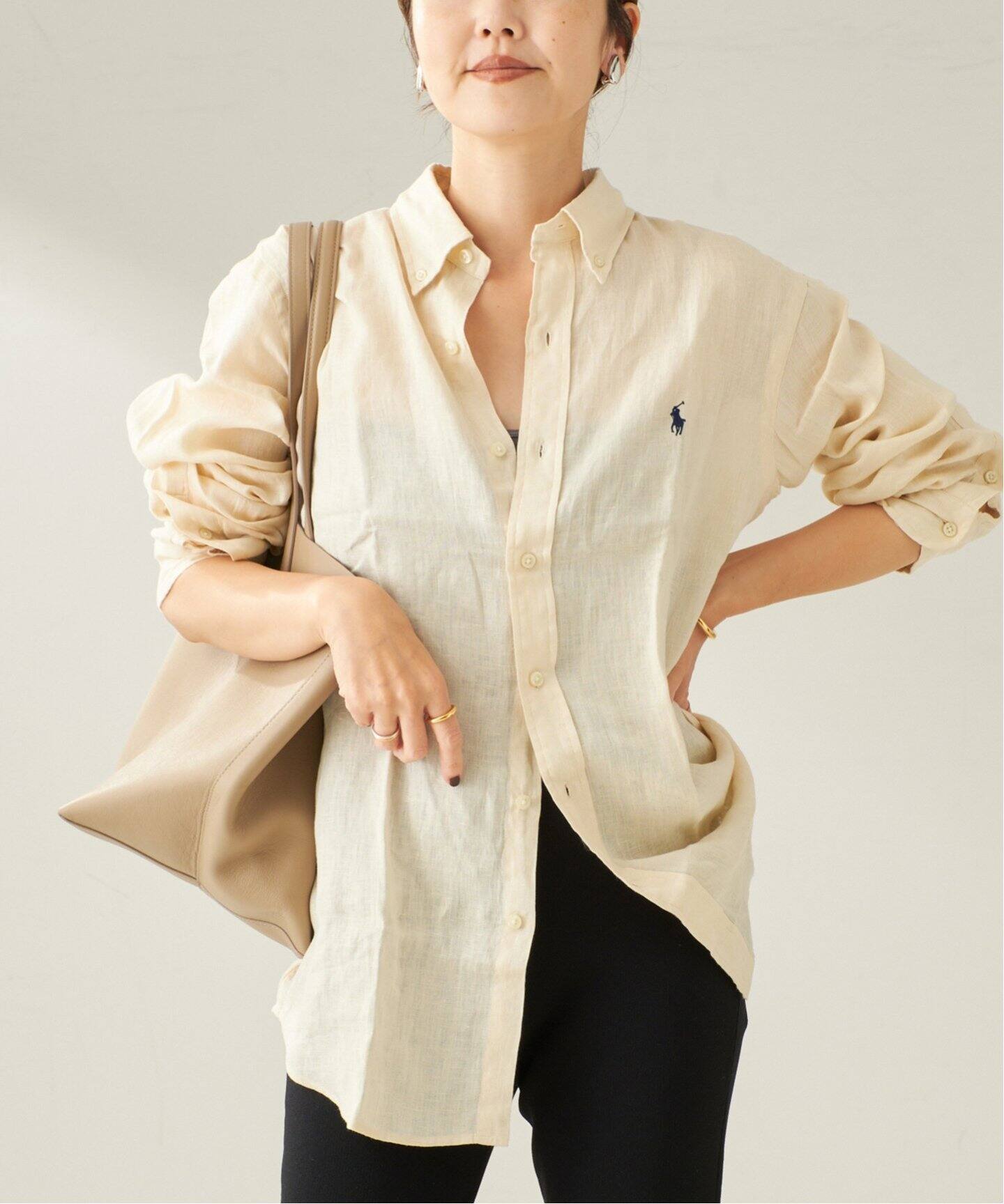 plage military lip シャツベージュ