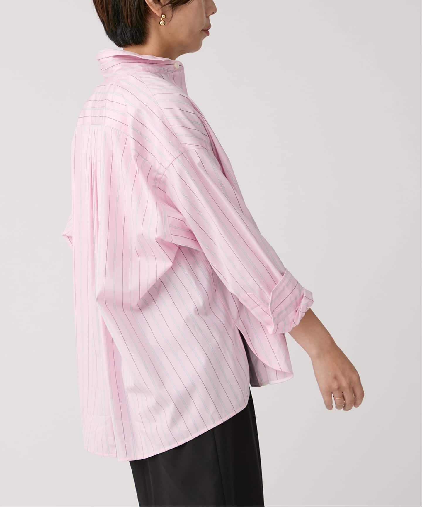 美品　ティッカ　シアースクエアビッグシャツ　ピンク　長袖ブラウス　手洗い可 美品 ティッカ シアースクエアビッグシャツ ピンク 長袖ブラウス