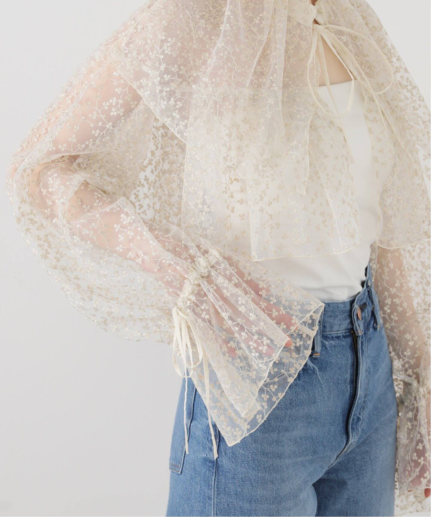 MIOSMOKEY EMB LACE BOLERO 251ST006-A：ブラウス（シャツ