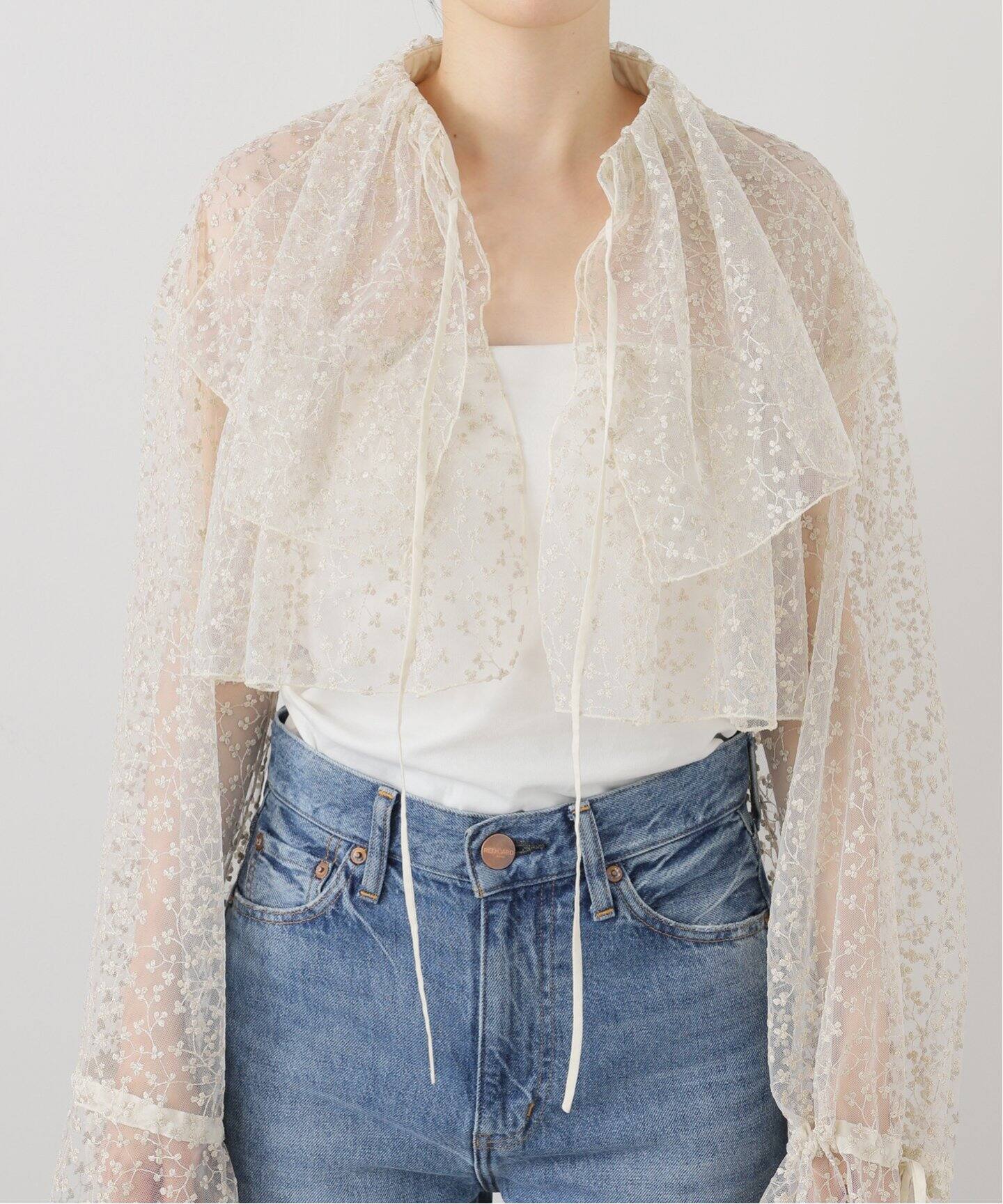 ブラウス シャツ MIOSMOKEY EMB LACE BOLERO 251ST006-A：ブラウス レディース MIOSMOKEY ブラウス シャツ EMB LACE BOLERO 251ST006-A
