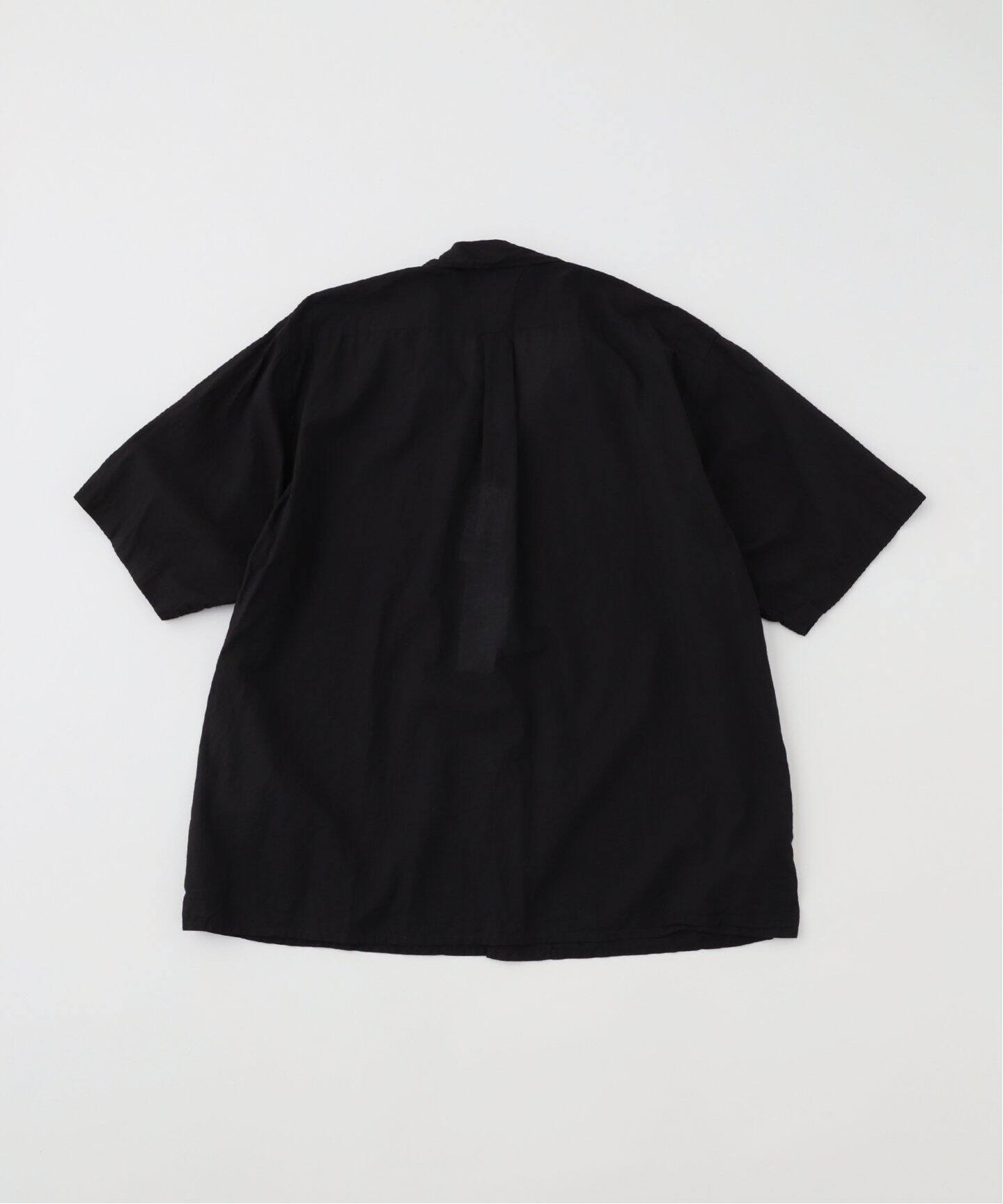 トップス COMOLI KHADI OPEN COLLAR SHIRT 4 COMOLI KHADI Cotton Short Sleeve Open Collar Shirts, Black