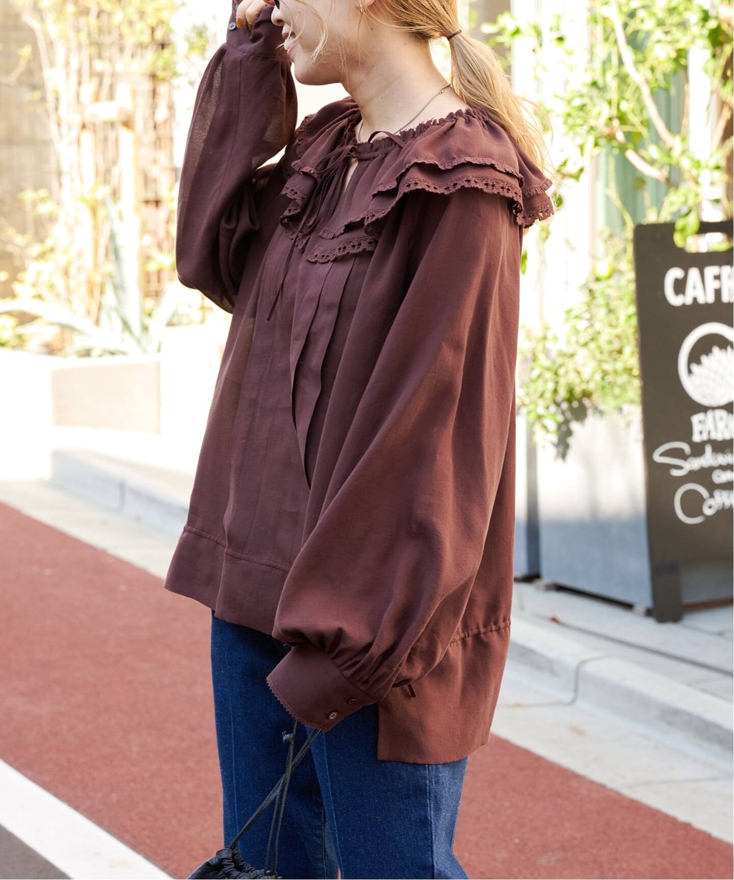 今期　フリルレースブラウス ワンポイントレースフリルブラウス | Rlab store