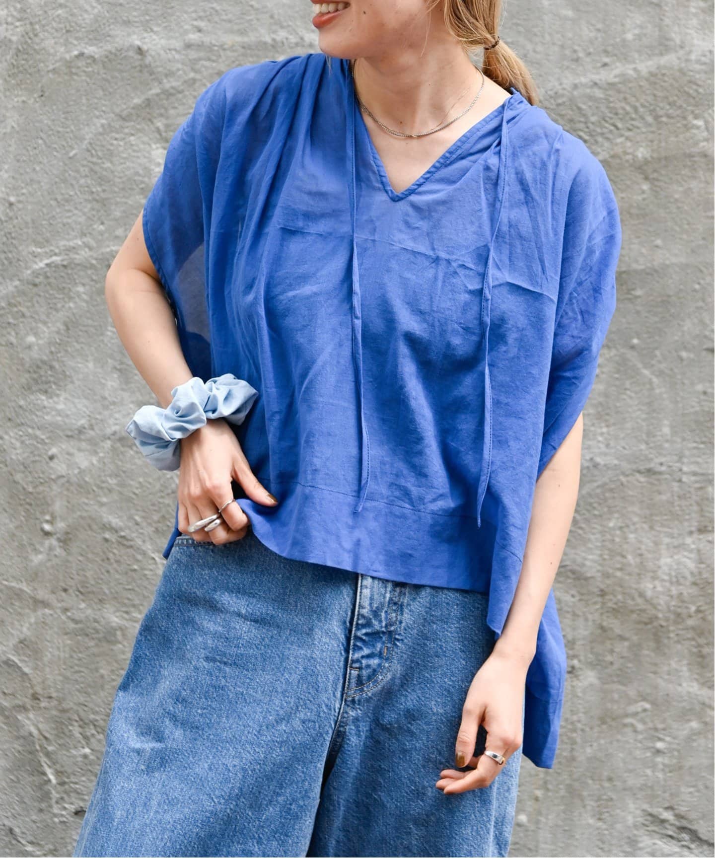 ヘイヴ Heve シフォンギャザーブラウス シアー F ブラック /CX ■OS 予約】Silky Cape BL black | HEVE