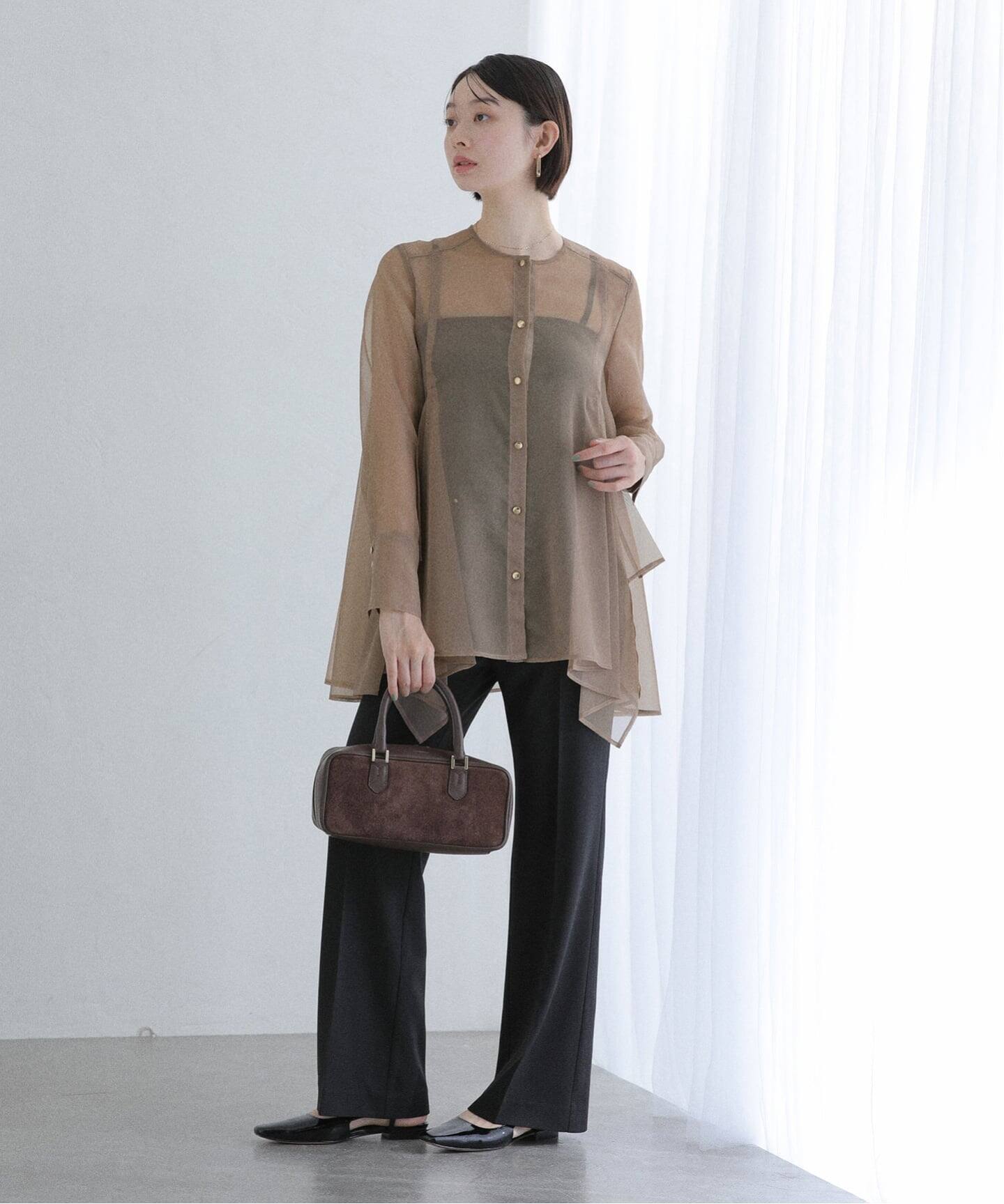 洗える】ヘムフレアシアーチュニック（シャツ／ブラウス）｜La