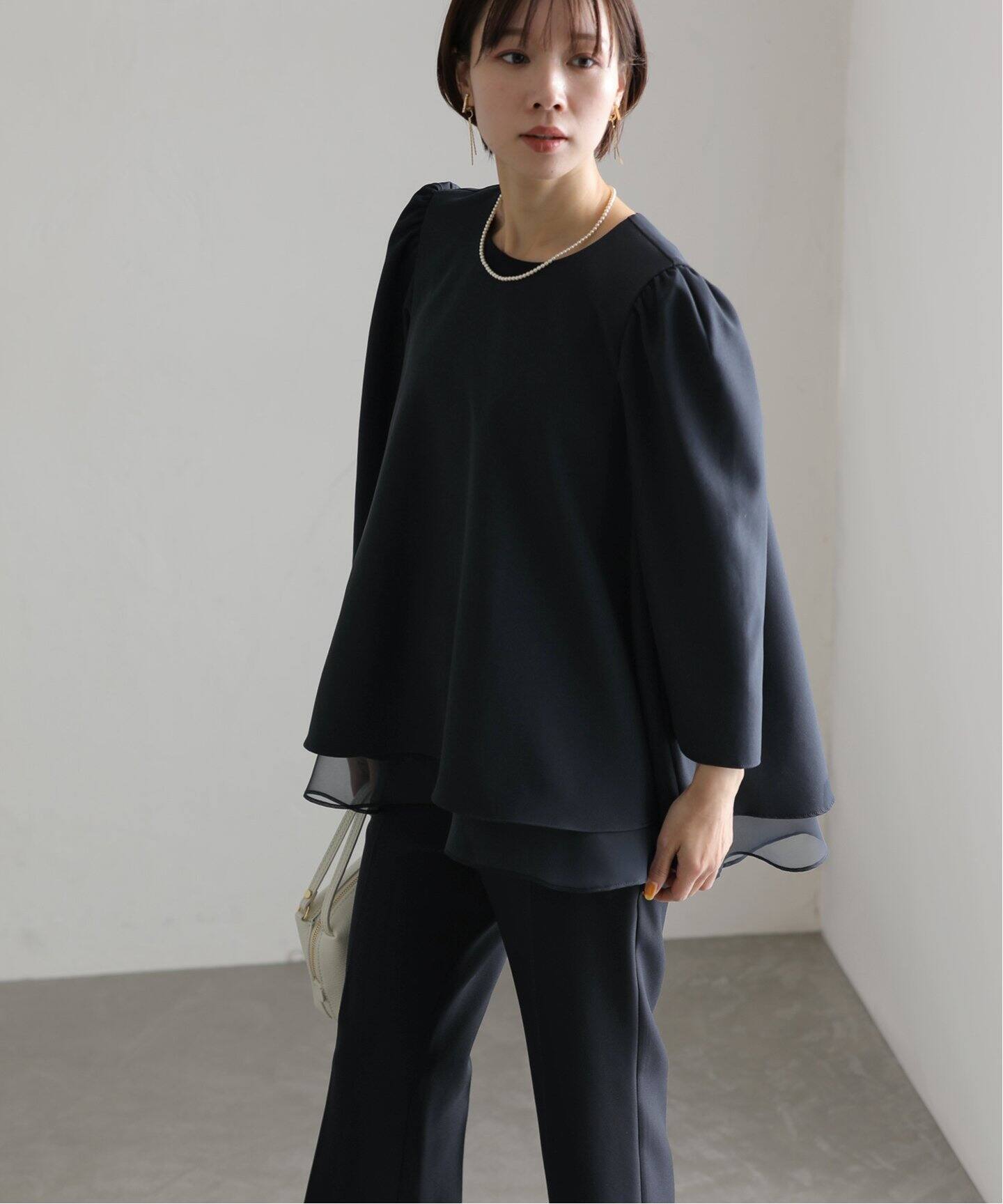 other - デパリエ 裾フレアブラウス シャツ 半袖 リネン 36 S 黒 other - デパリエ 裾フレアブラウス シャツ 半袖 リネン 36 S 黒