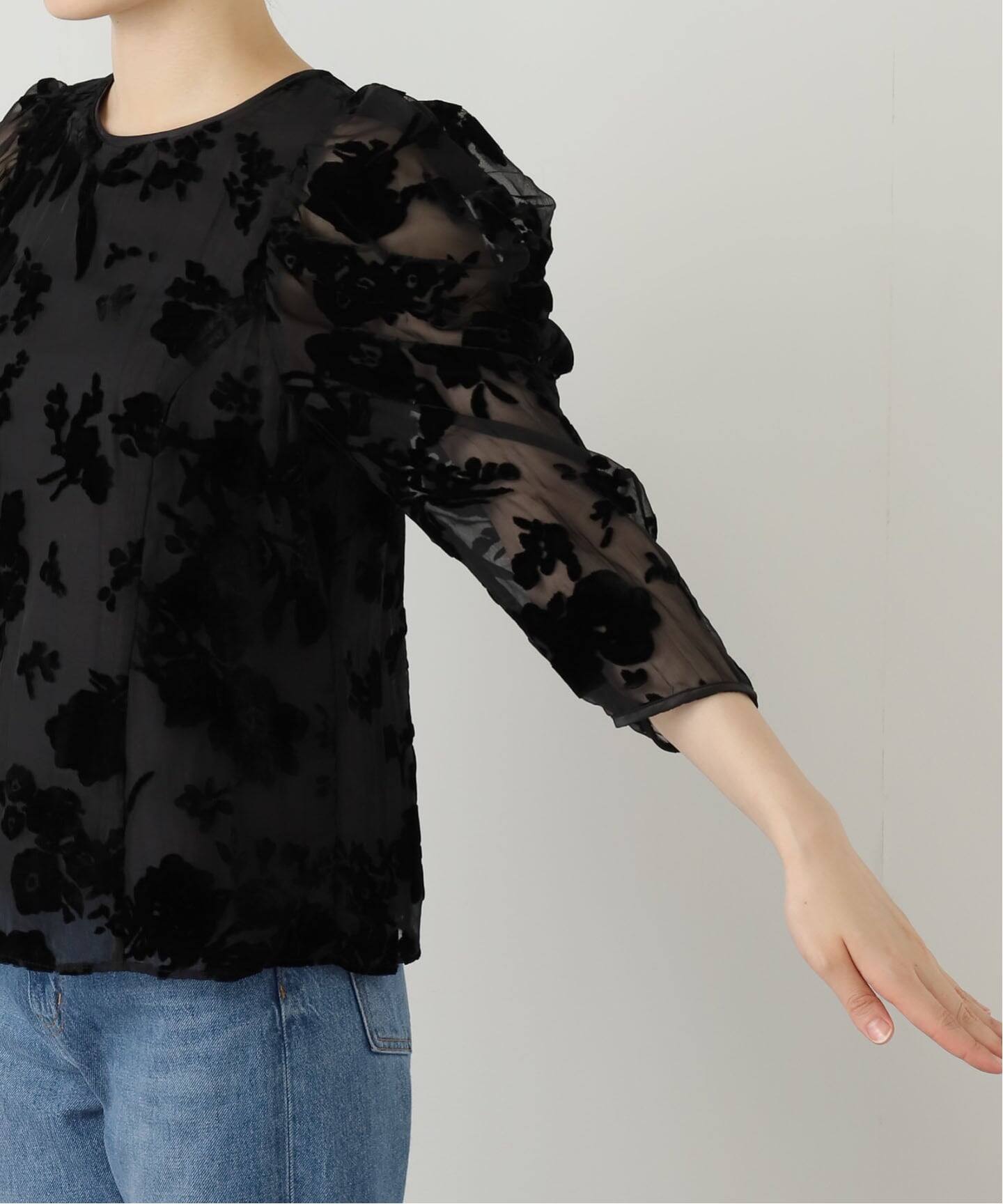 【新品】La TOTALITE ボリュームスリーブパフオパールブラウス◆