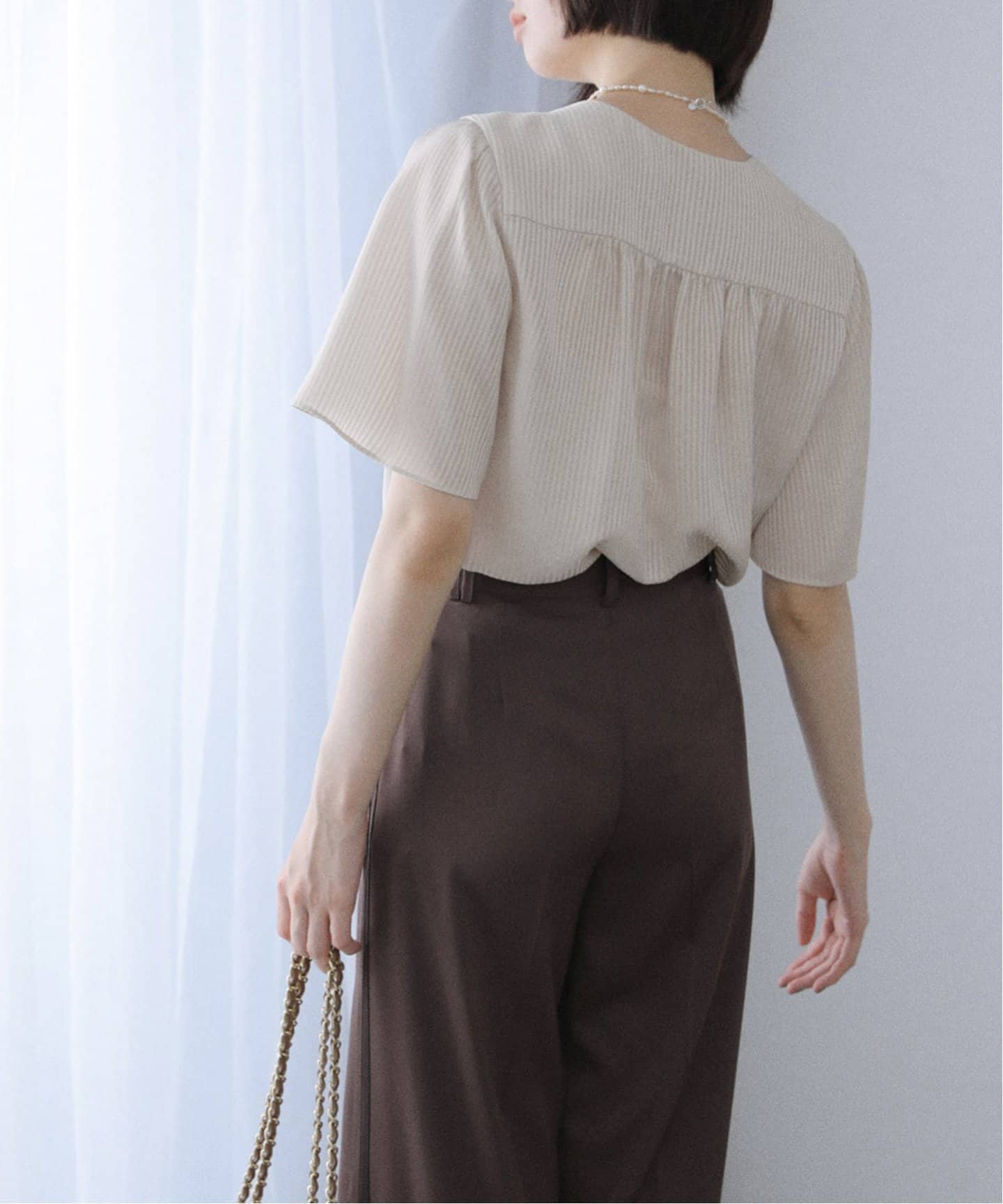 新品　La Totalite ラトータリテ 【洗える】Vネックブラウス 洗える】フリルVネックブラウス（シャツ／ブラウス）｜La