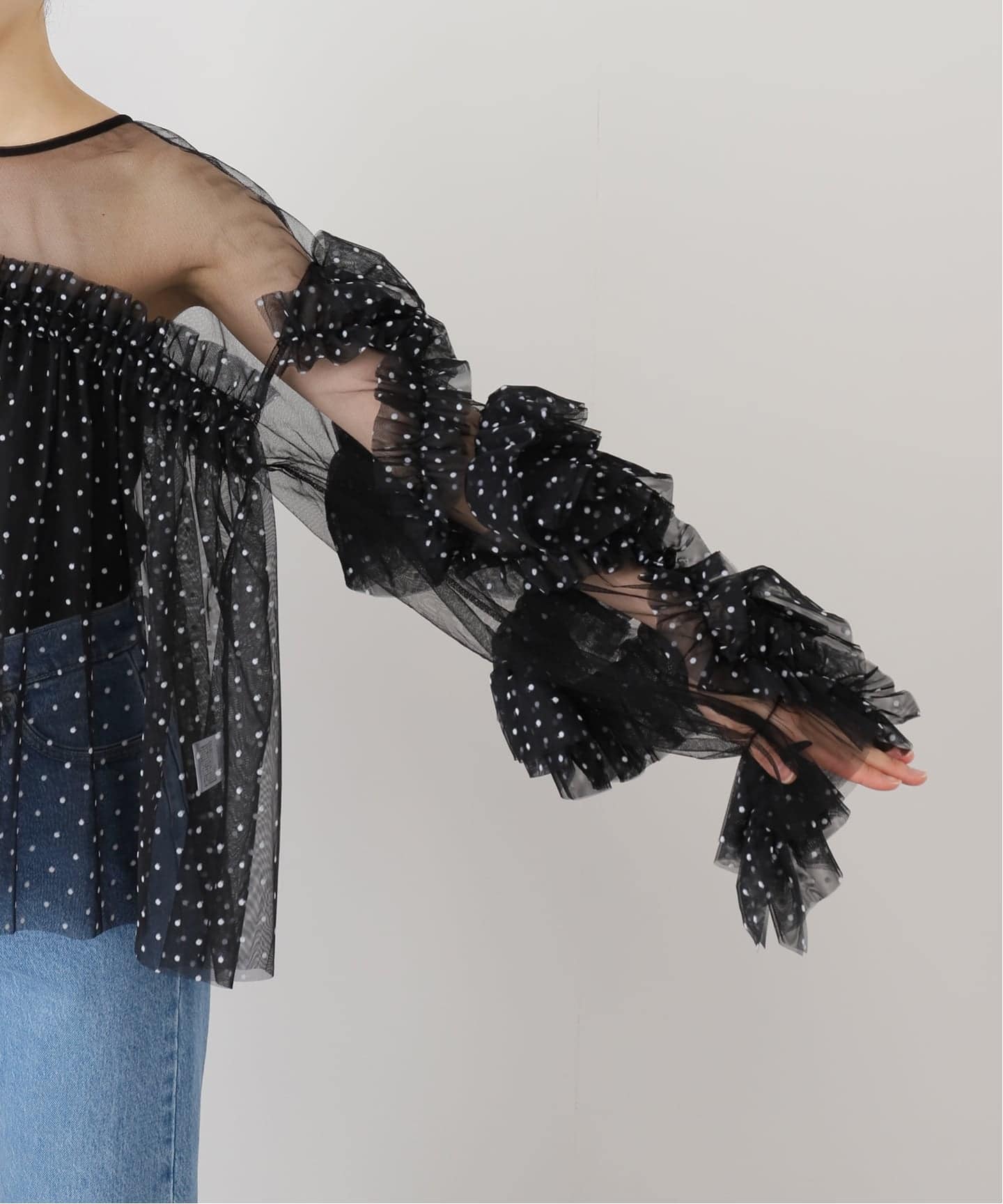 ラ トータリテ（La TOTALITE）/フリルスリーブチュールブラウス フリルスリーブチュールブラウス（シャツ／ブラウス）｜La Totalite