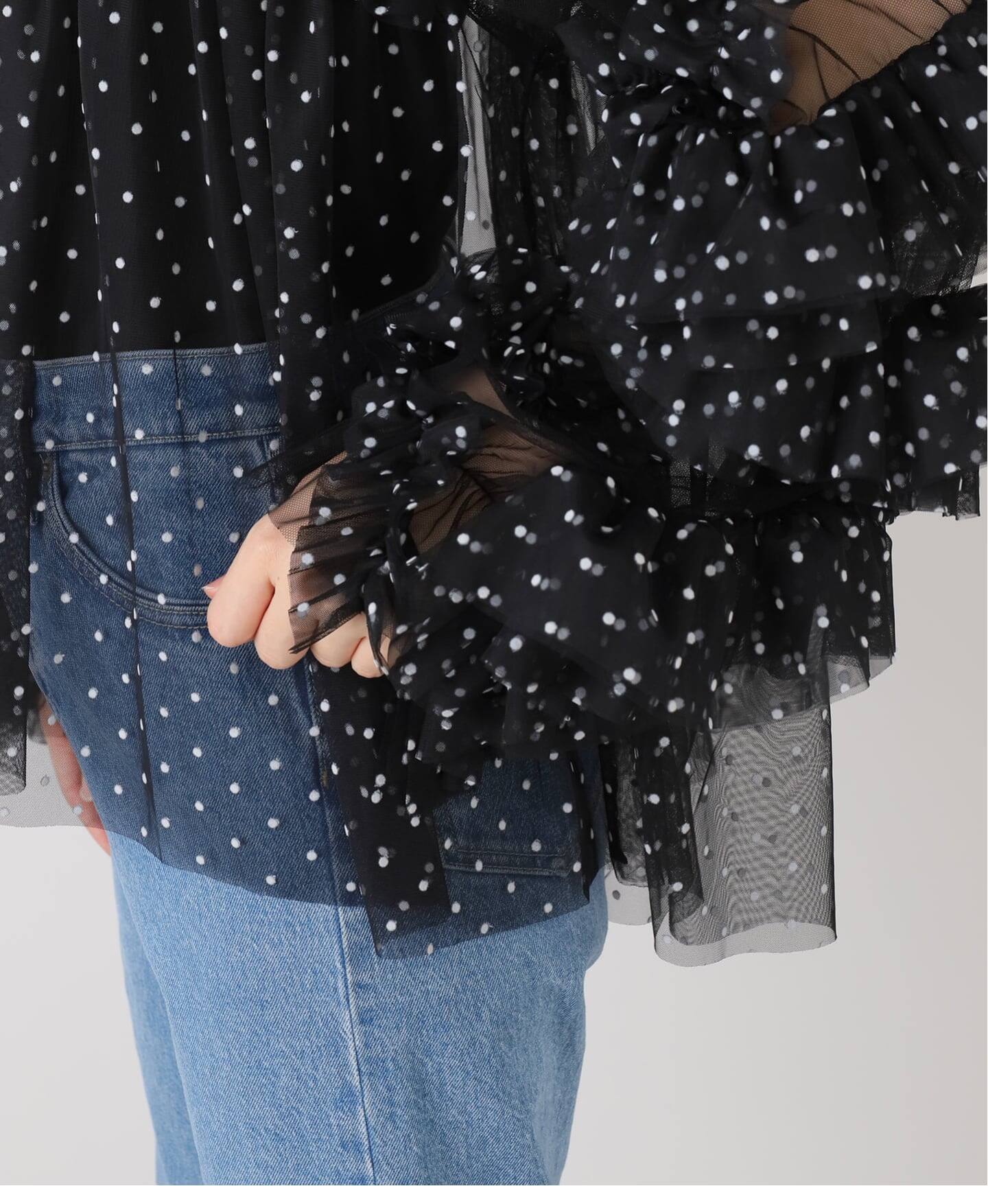 フリルスリーブチュールブラウス（シャツ／ブラウス）｜La Totalite