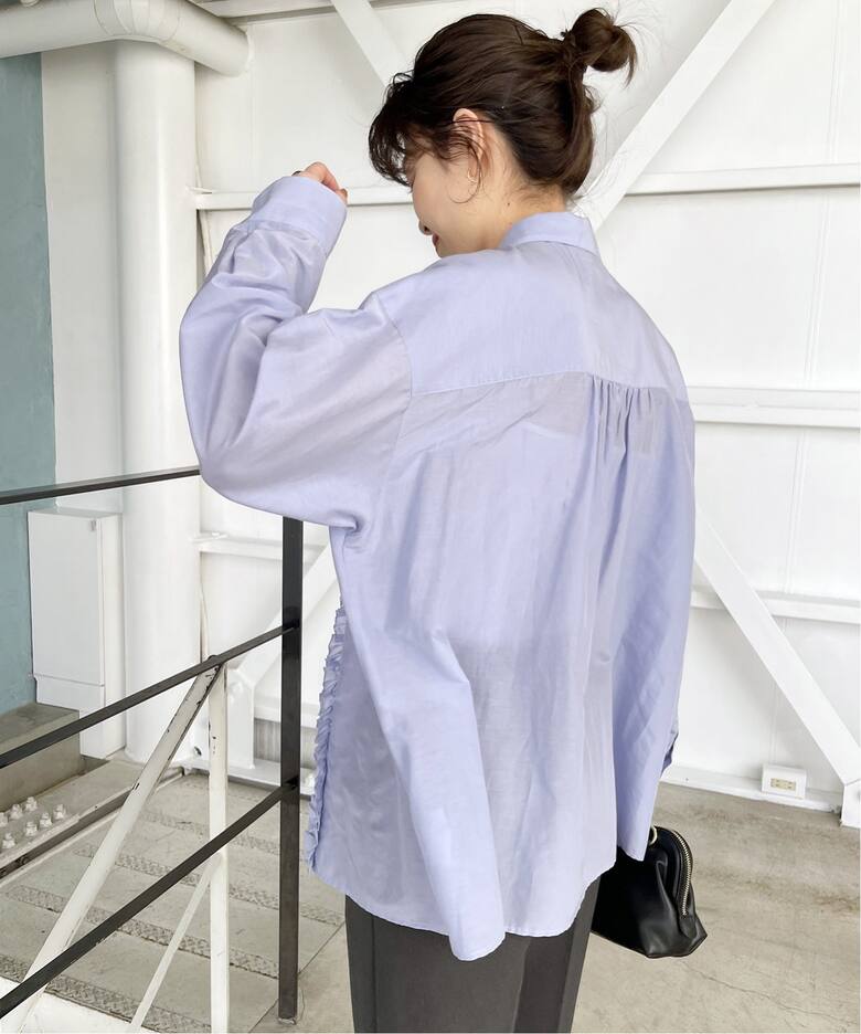 追加》コットンシルクフロントフリルブラウス（シャツ／ブラウス  