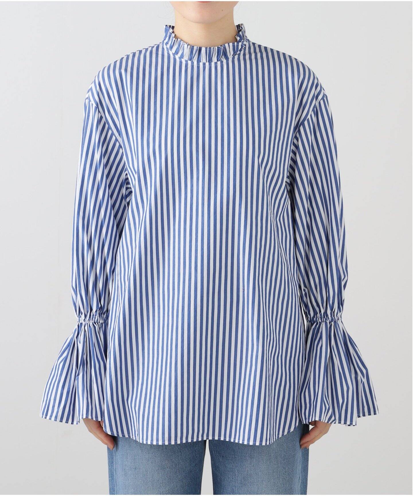 b*！様 新品Spick and Spanコットンポプリンタックフリルブ コットンポプリンタックフリルブラウス（シャツ／ブラウス）｜Spick