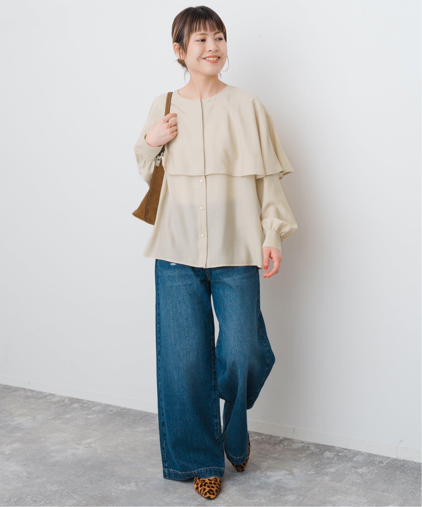 ★やまひーちゃん★ケープスリーブブラウス spick&amp;span パーカー ドルマン ケープ みみずくちゃん びすけさんコラボ｜ Favorite