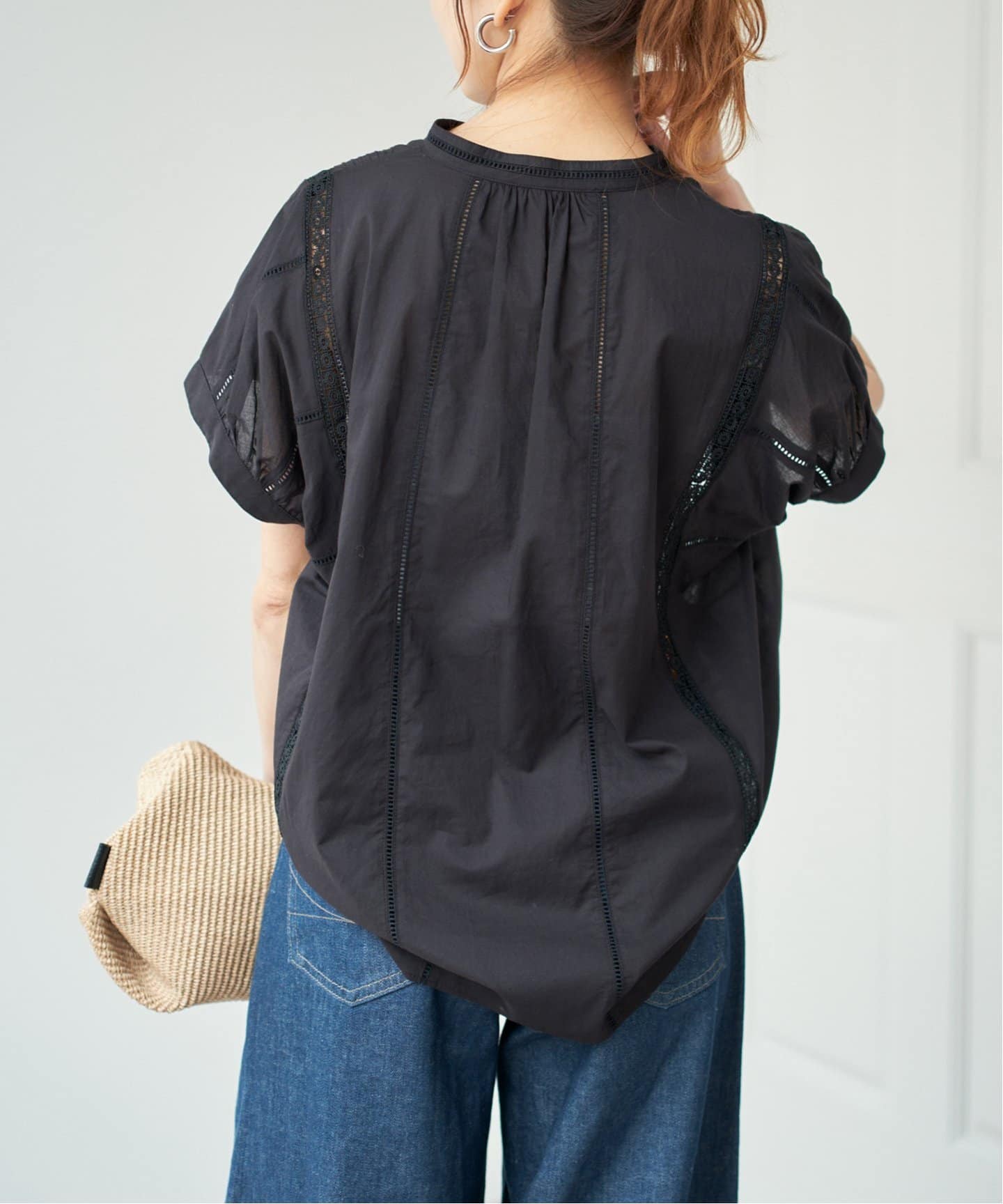 Spick and Span ケミカルレースフレンチブラウス ブラック Spick & Span｜ケミカルレースフレンチブラウス | Rakuten
