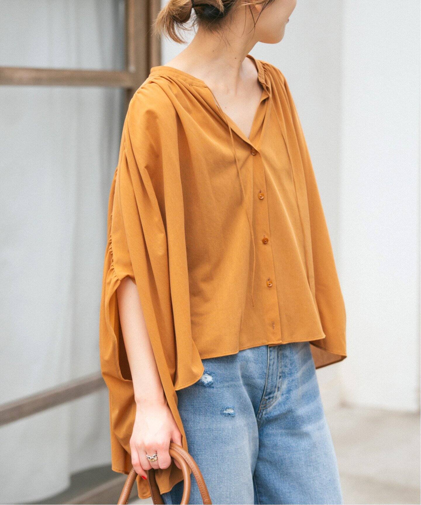 maison de R シアーギャザーブラウス ブラック Oggi掲載】シアードロストギャザーブラウス | NATURAL BEAUTY