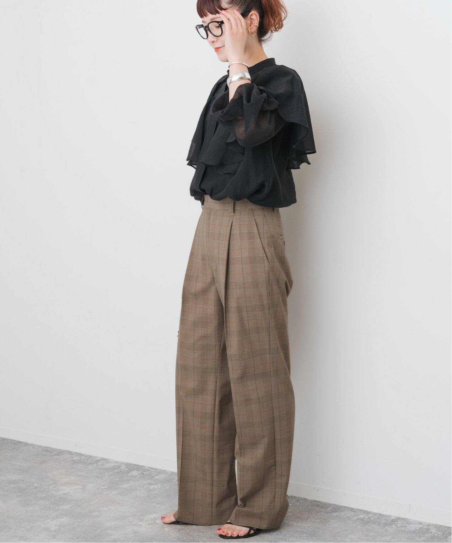 ブラウス シャツ シアーストライプスタンドカラーシャツ レディース Spick＆Span ブラウス シャツ シアーストライプスタンドカラー