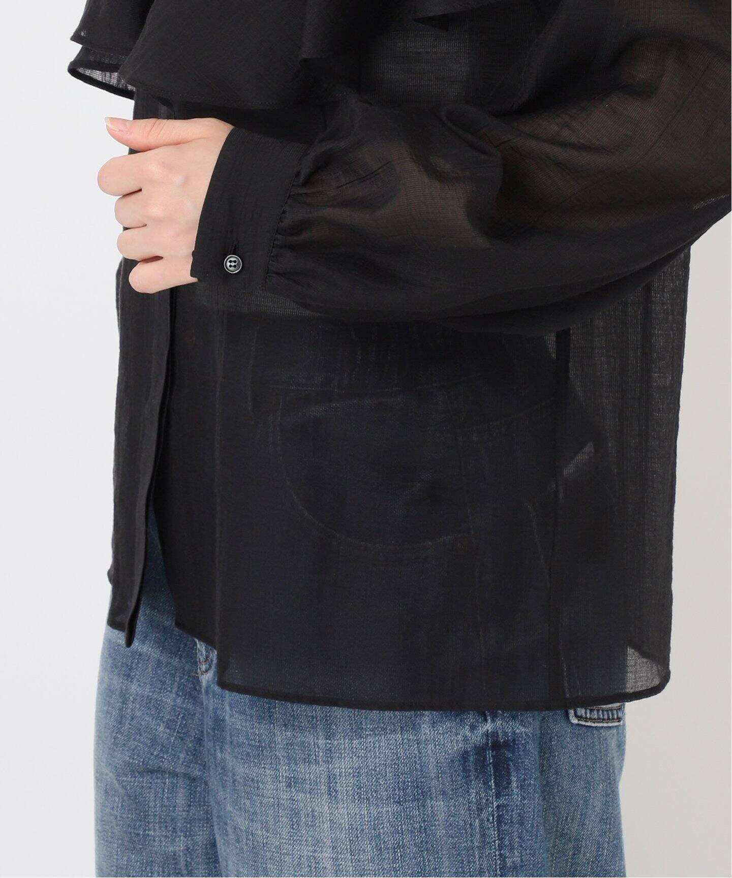 ブラウス シャツ シアーストライプスタンドカラーシャツ レディース Spick＆Span ブラウス シャツ シアーストライプスタンドカラー