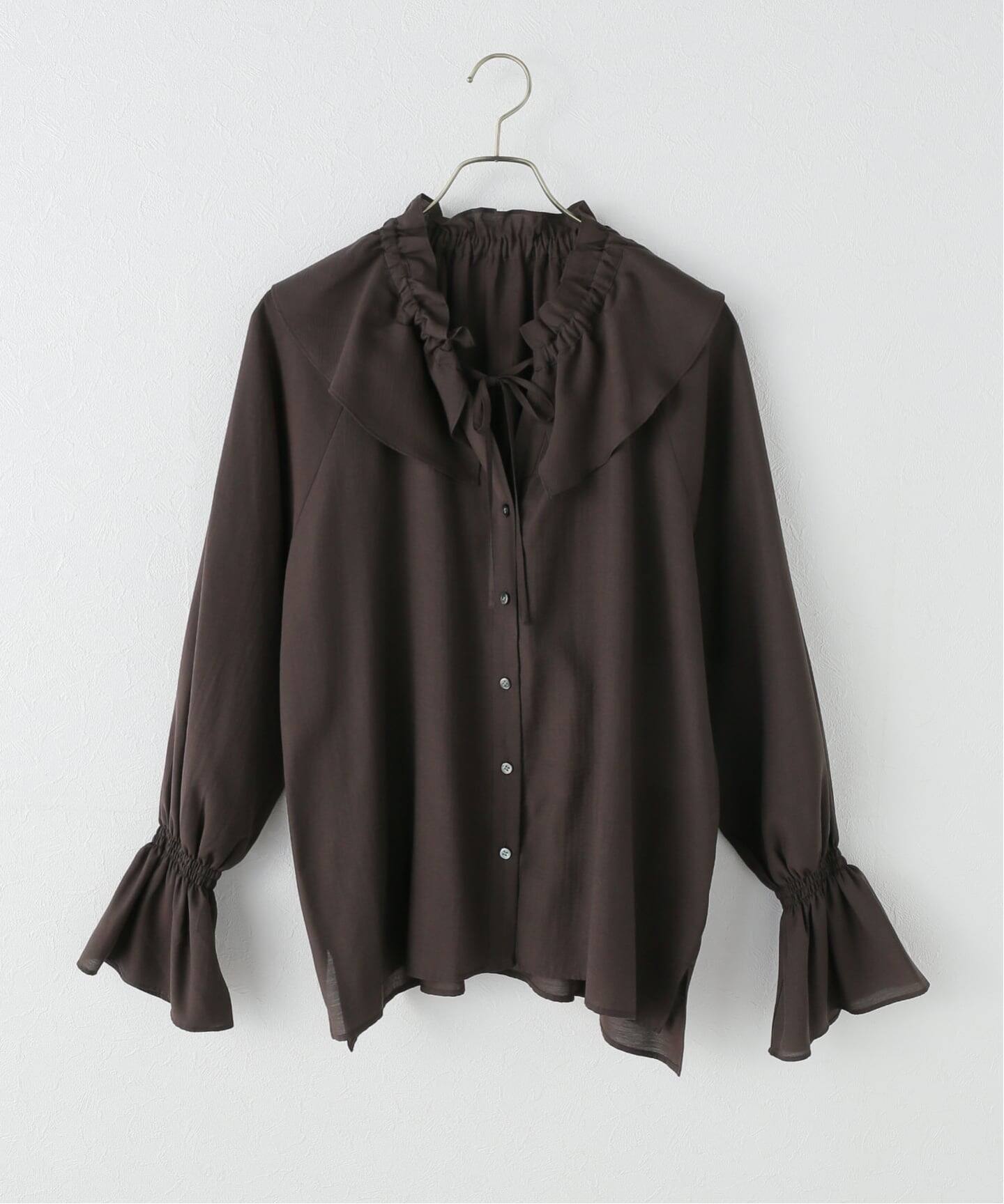 ポリアセテートラッフルカラーブラウス（シャツ／ブラウス）｜Spick