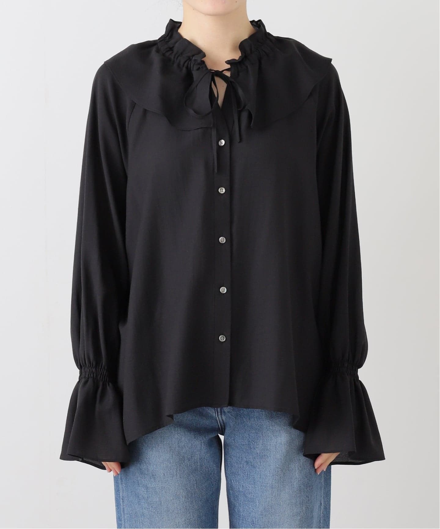 ポリアセテートラッフルカラーブラウス（シャツ／ブラウス）｜Spick