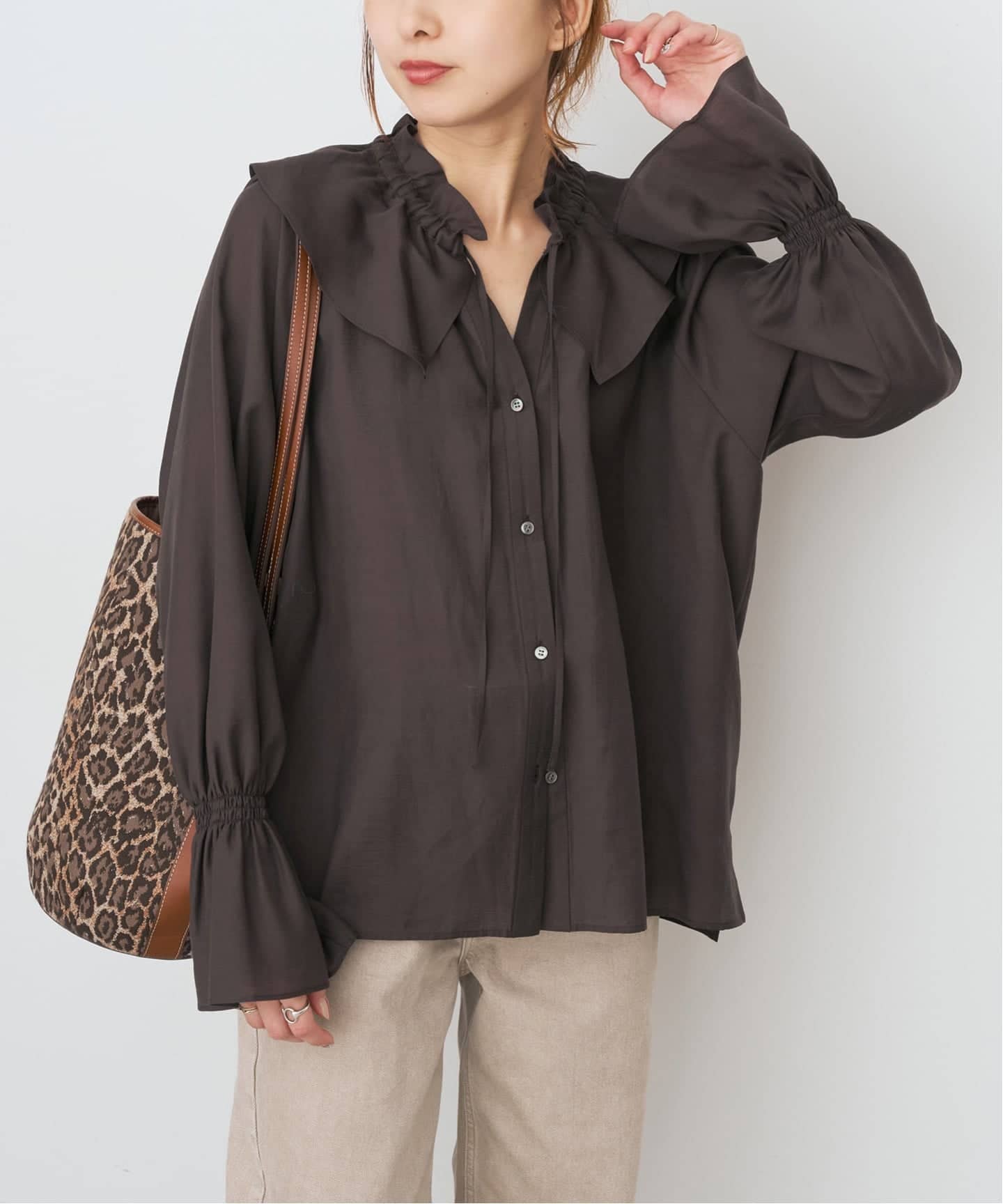 スピック＆スパン（Spick and Span）/ポリアセテートラッフルカラーブラウス ポリアセテートラッフルカラーブラウス（シャツ／ブラウス）｜Spick