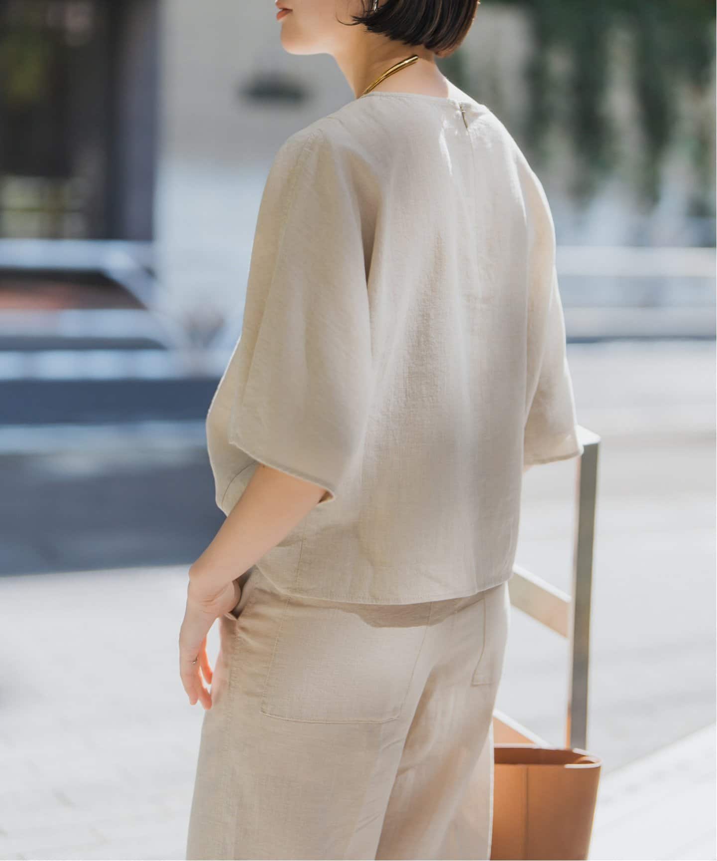 Spick & Span ハイブリッドラミーTトップス ベージュ 新品試着のみ ハイブリッドラミーTトップス（シャツ／ブラウス）｜Spick and