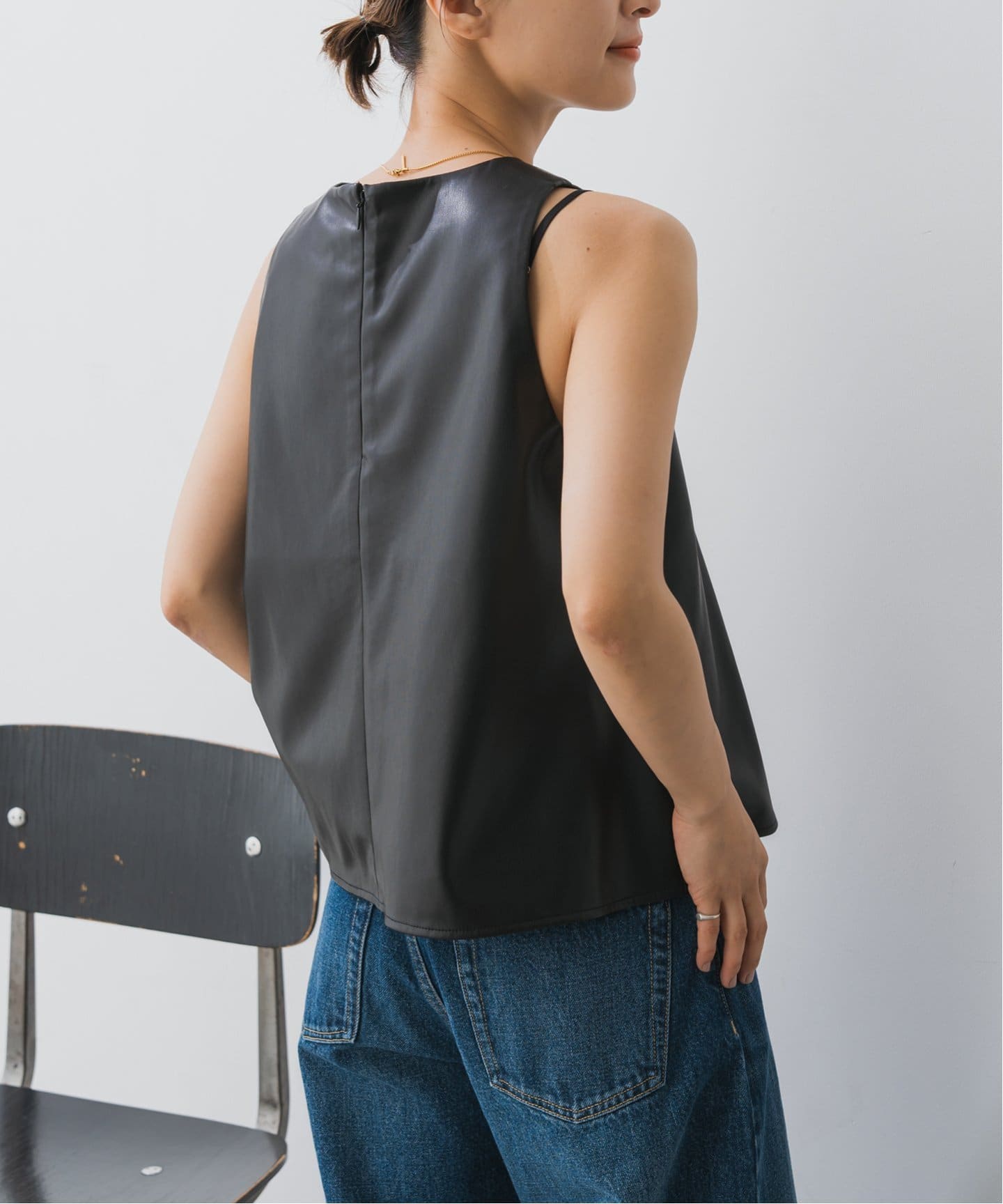 ブラウス シャツ Higuchi*Sフェイクレザータンクブラウス レディース Higuchi*Sフェイクレザータンクブラウス（シャツ／ブラウス