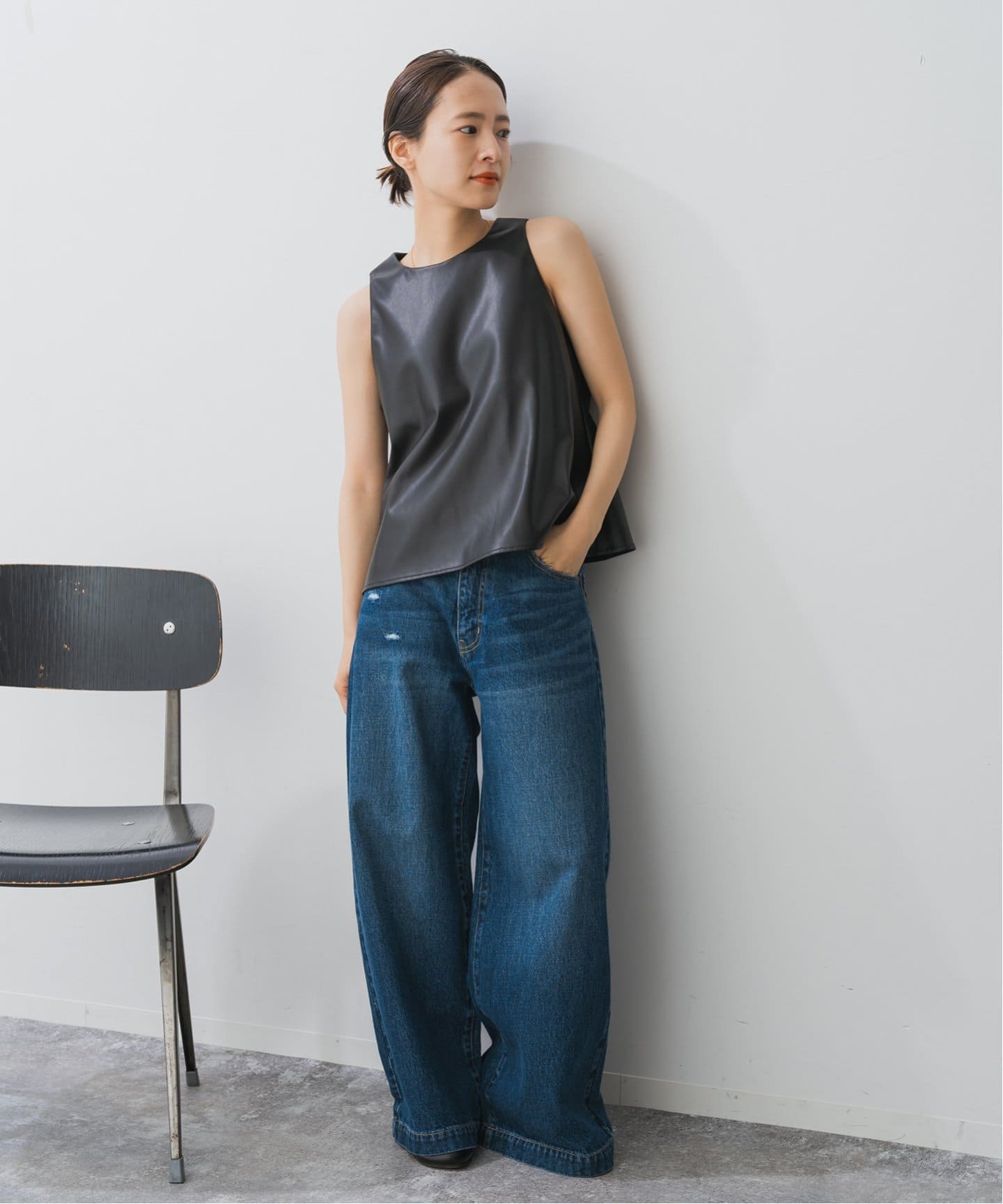 ブラウス シャツ Higuchi*Sフェイクレザータンクブラウス レディース スピック＆スパン Spick & Span Higuchi*Sフェイクレザータンク
