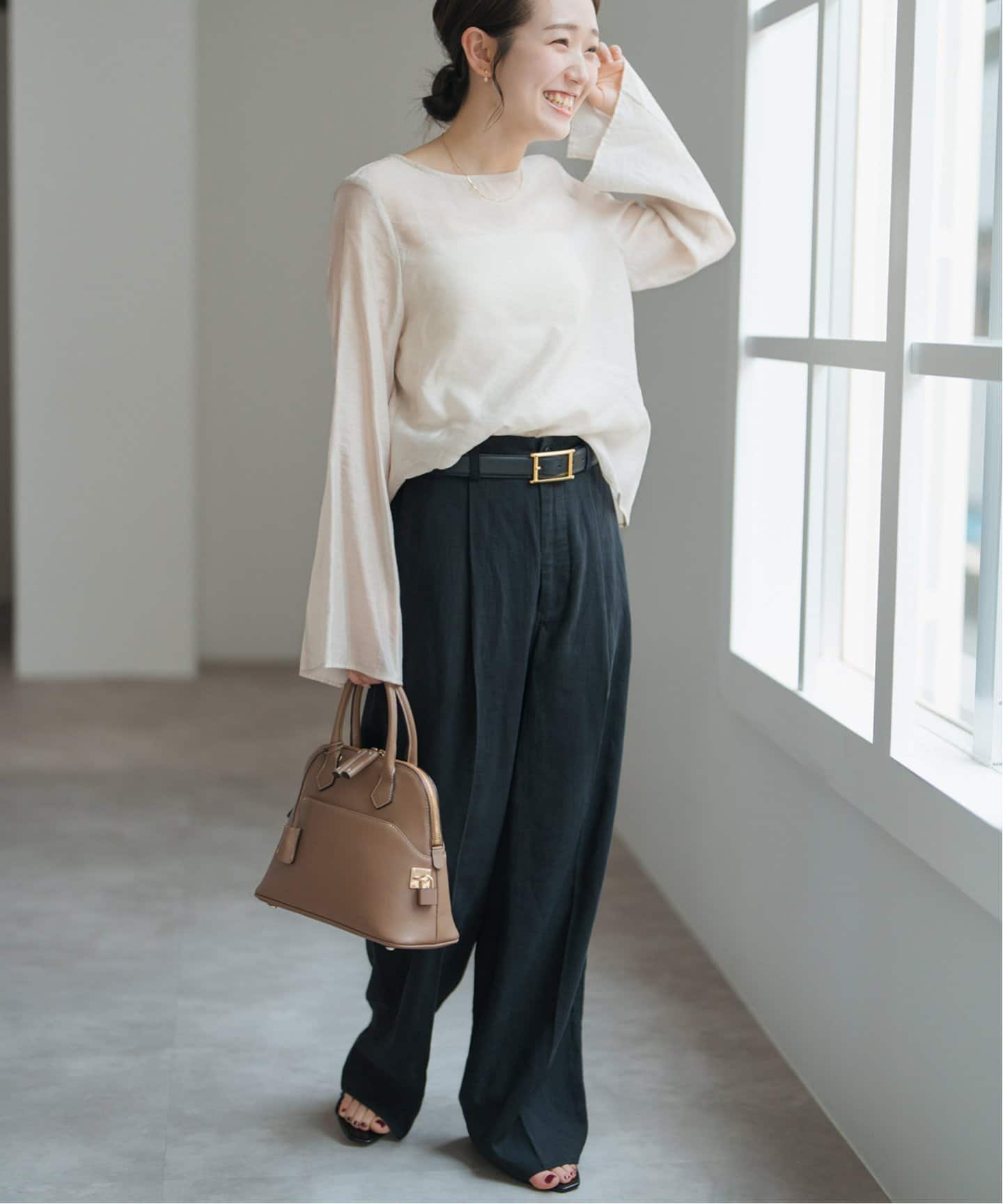 【新品タグ付き】spick&span ブラウス ベージュ ウォッシャブルシルク混Tブラウス（シャツ／ブラウス）｜Spick and