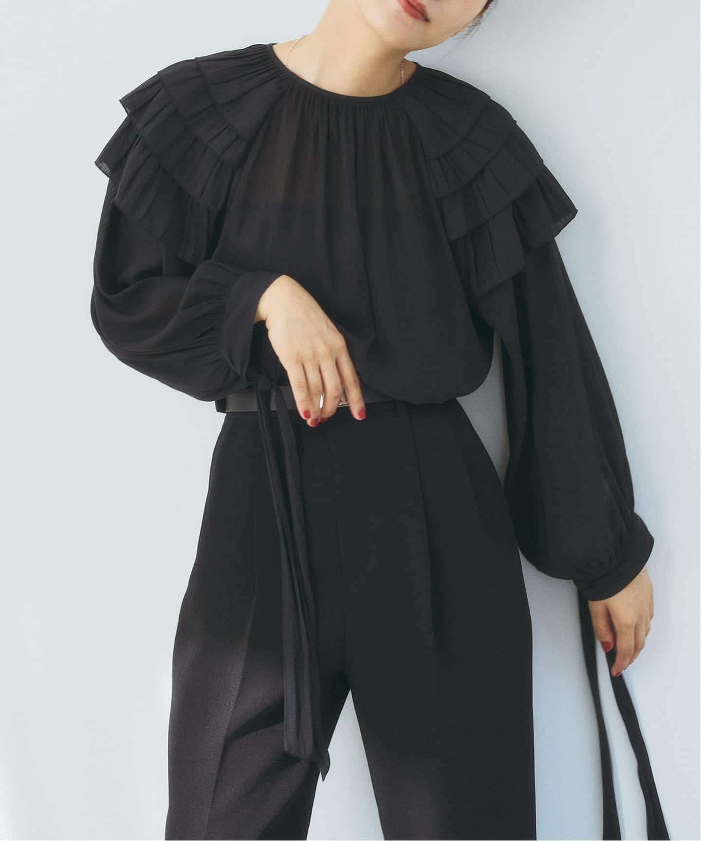 ジョーゼットショルダーフリルブラウス（シャツ／ブラウス）｜HARDY